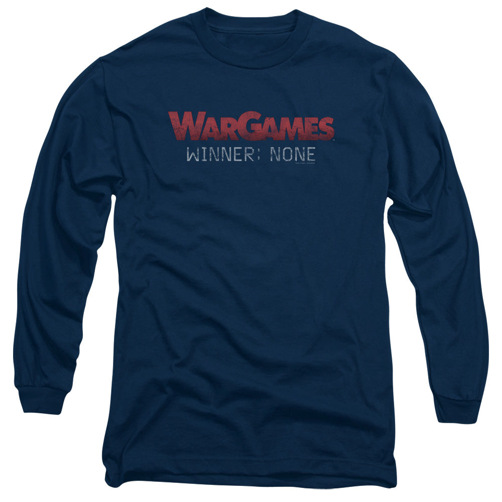Wargames No Winners Mens Long Sleeve Shirt Navy Officially Licensed