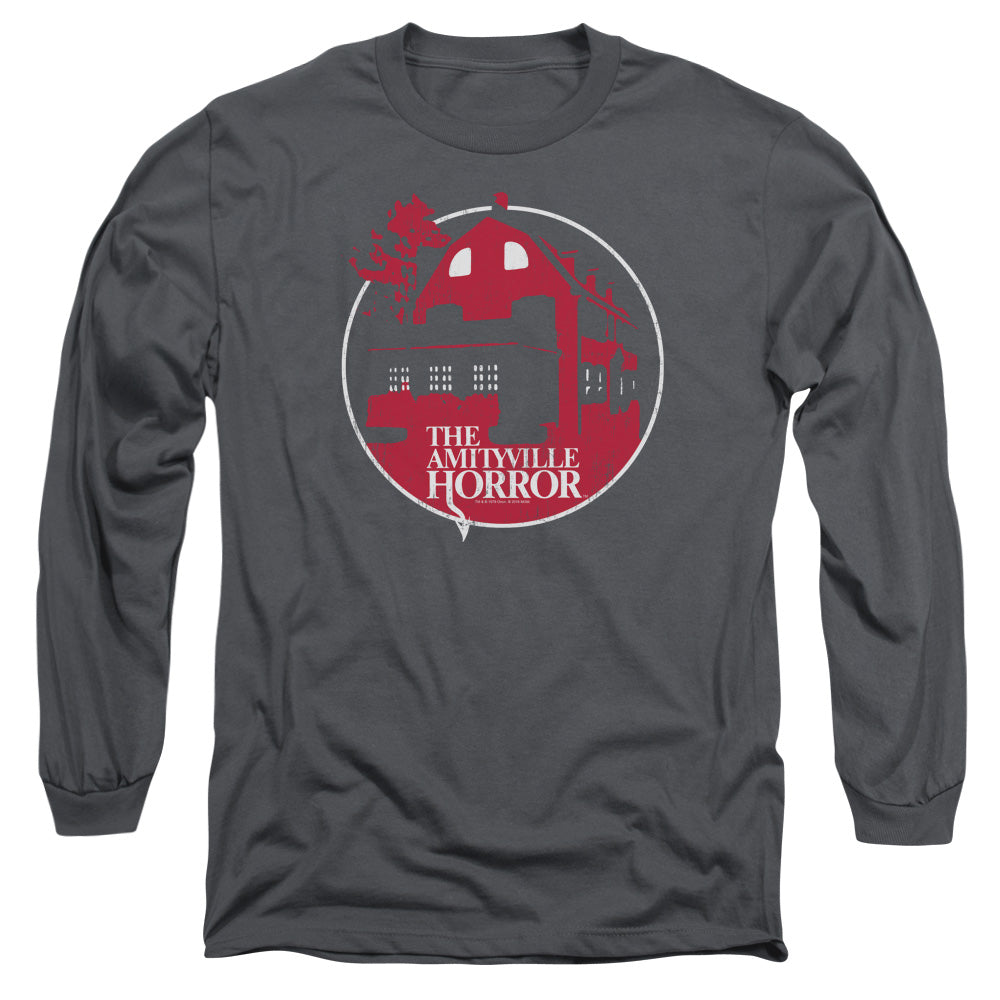 Amityville Horror Red House Mens Long Sleeve Shirt Charcoal Officially Licensed