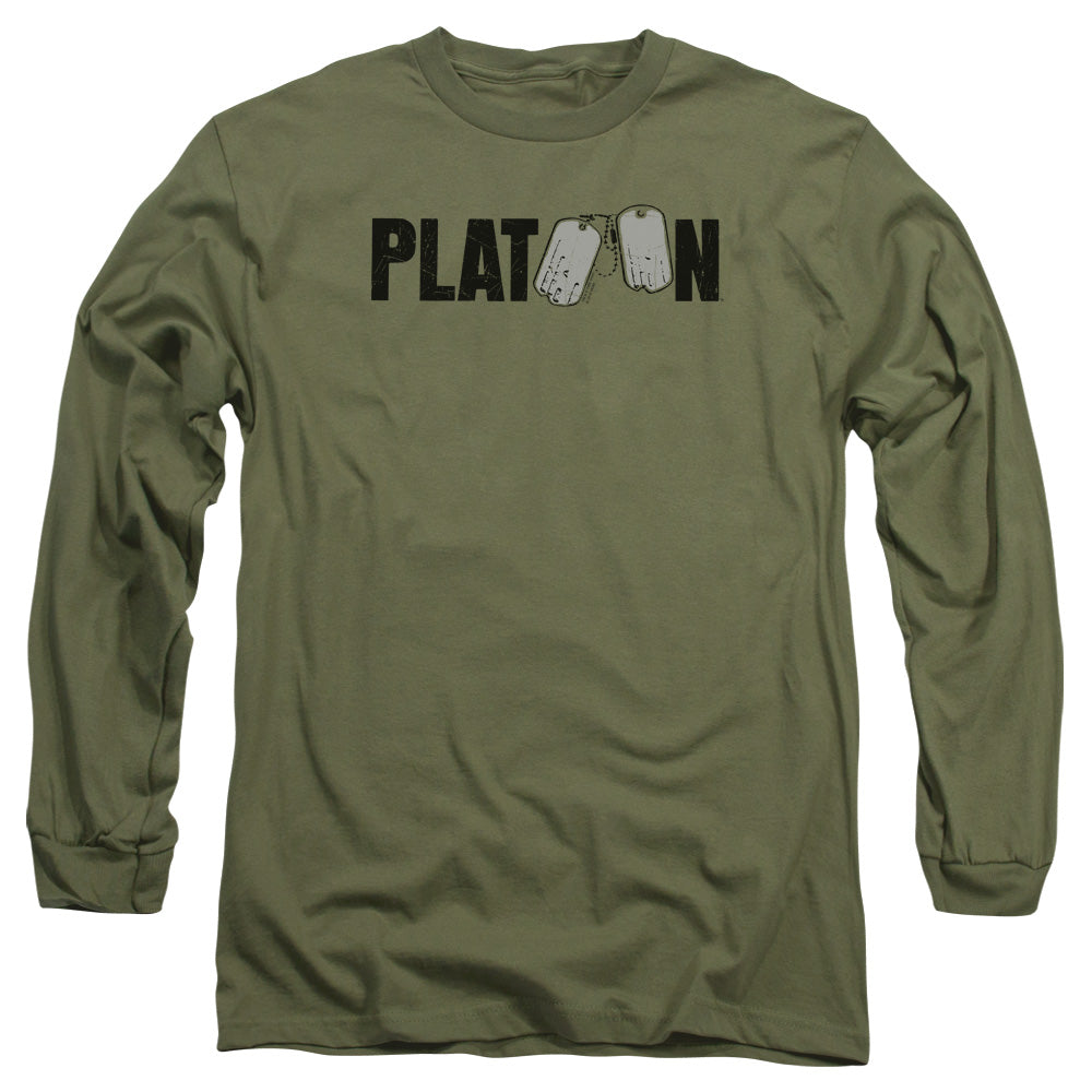 Platoon Logo Mens Long Sleeve Shirt Military Green Officially Licensed