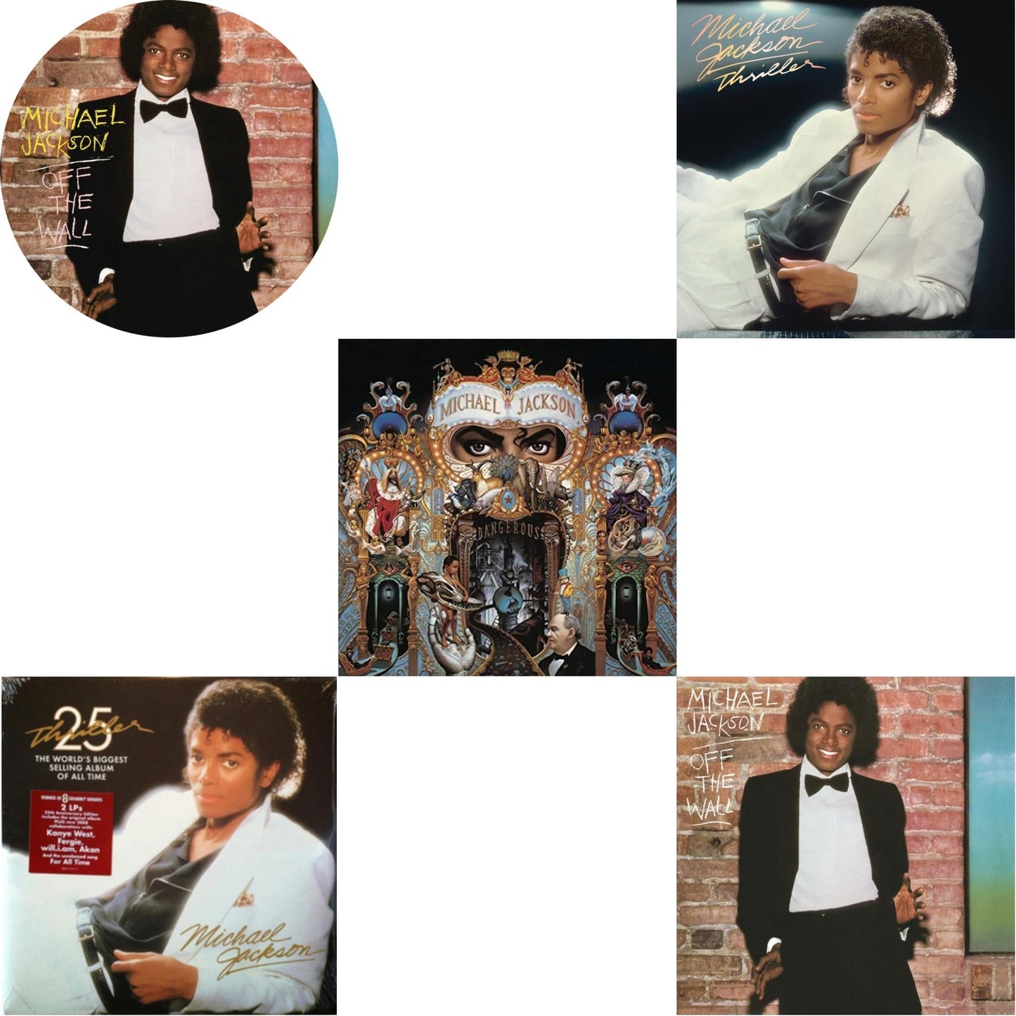 Michael Jackson - Off The Wall (Picture Disc) & Thriller (25Th Anniversary Edition/2LP/180G/Gatefold) & Dangerous (180G/2LP) & Thriller (140G/Gatefold) & Off The Wall (140G/Gatefold)