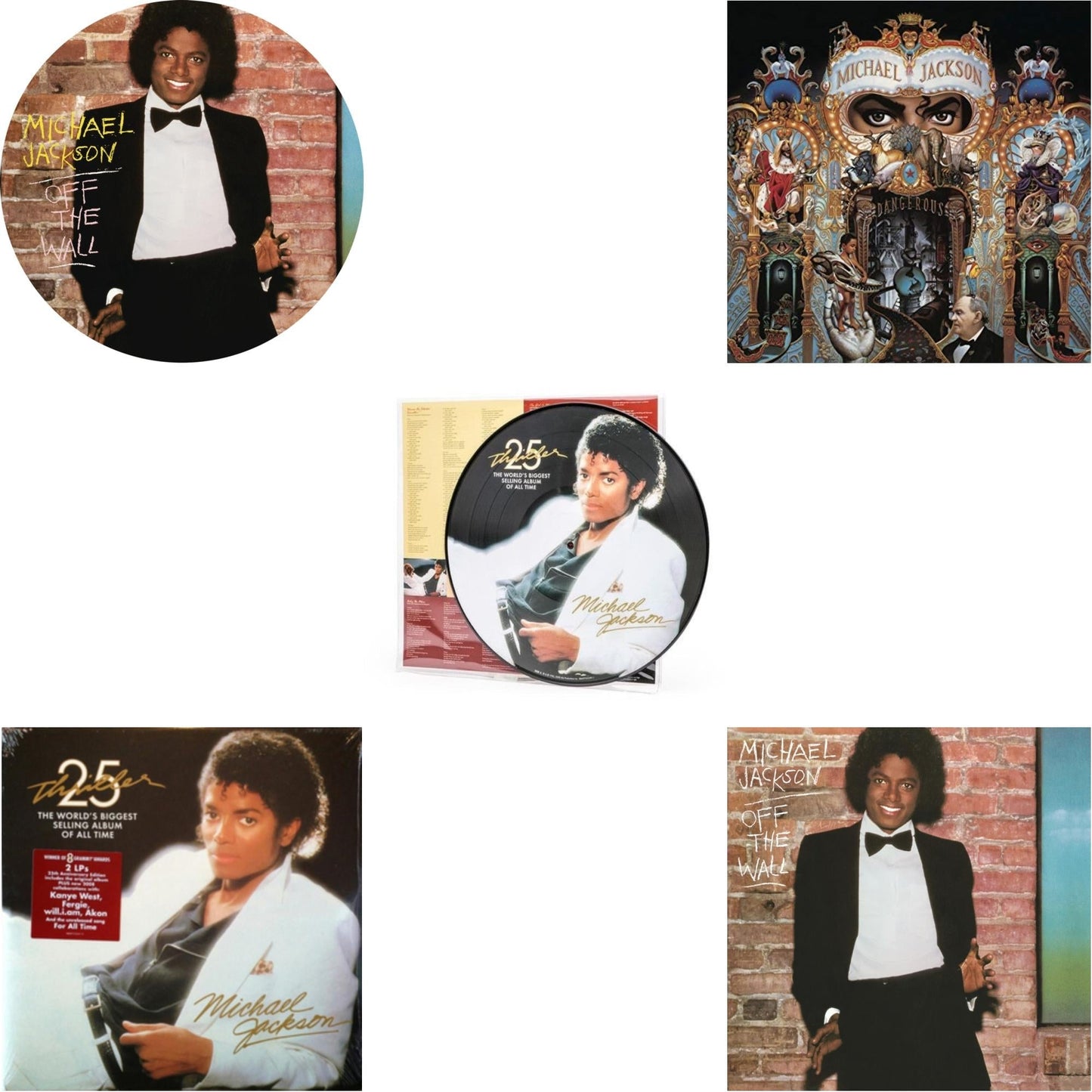 Michael Jackson - Off The Wall (Picture Disc) & Thriller (25Th Anniversary Edition/2LP/180G/Gatefold) & Thriller (Picture Disc) & Dangerous (180G/2LP) & Off The Wall (140G/Gatefold)