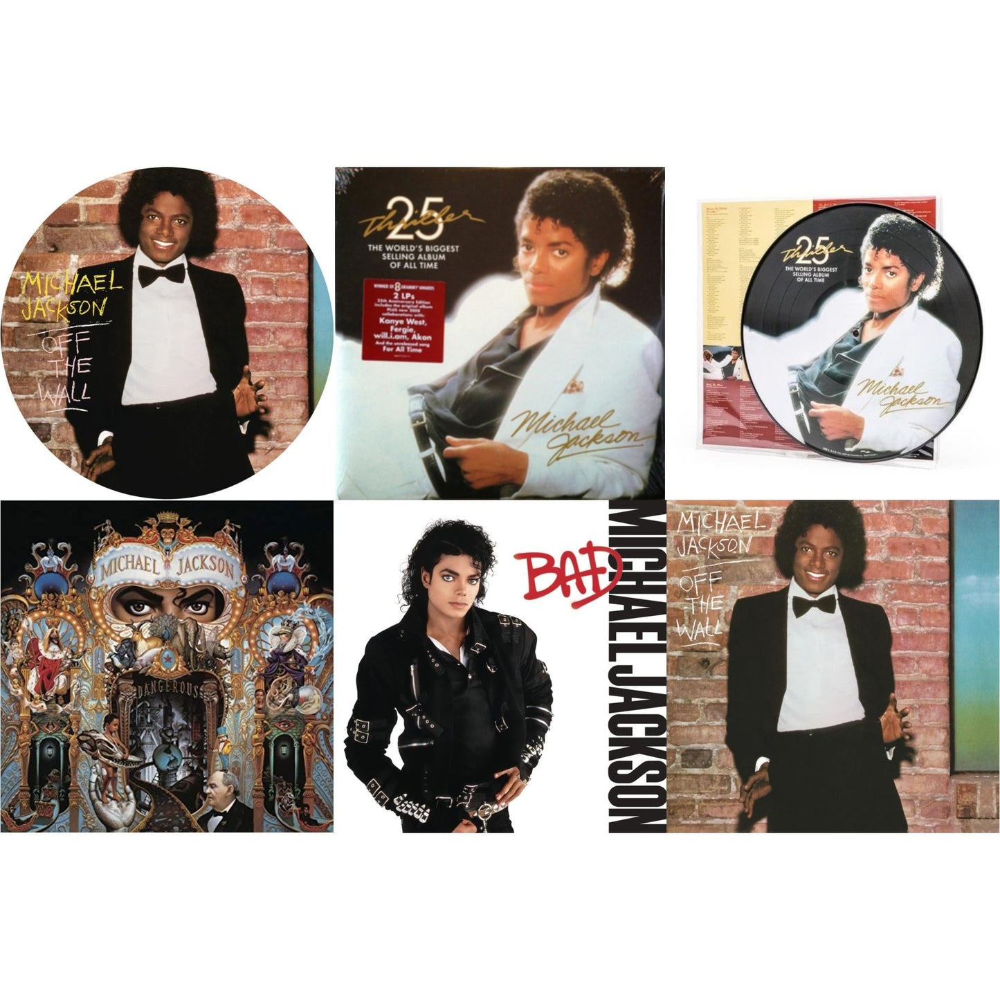 Michael Jackson - Off The Wall (Picture Disc) & Thriller (25Th Anniversary Edition/2LP/180G/Gatefold) & Thriller (Picture Disc) & Dangerous (180G/2LP) & Bad (140G/Gatefold) & Off The Wall (140G/Gatefold)
