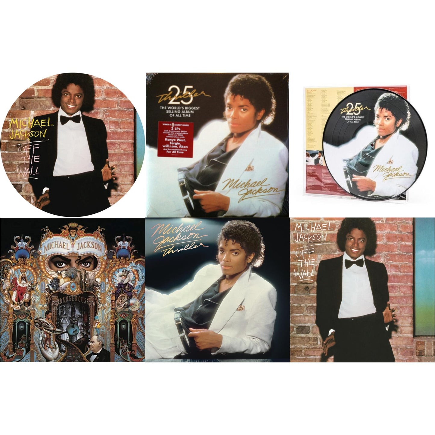 Michael Jackson - Off The Wall (Picture Disc) & Thriller (25Th Anniversary Edition/2LP/180G/Gatefold) & Thriller (Picture Disc) & Dangerous (180G/2LP) & Thriller (140G/Gatefold) & Off The Wall (140G/Gatefold)
