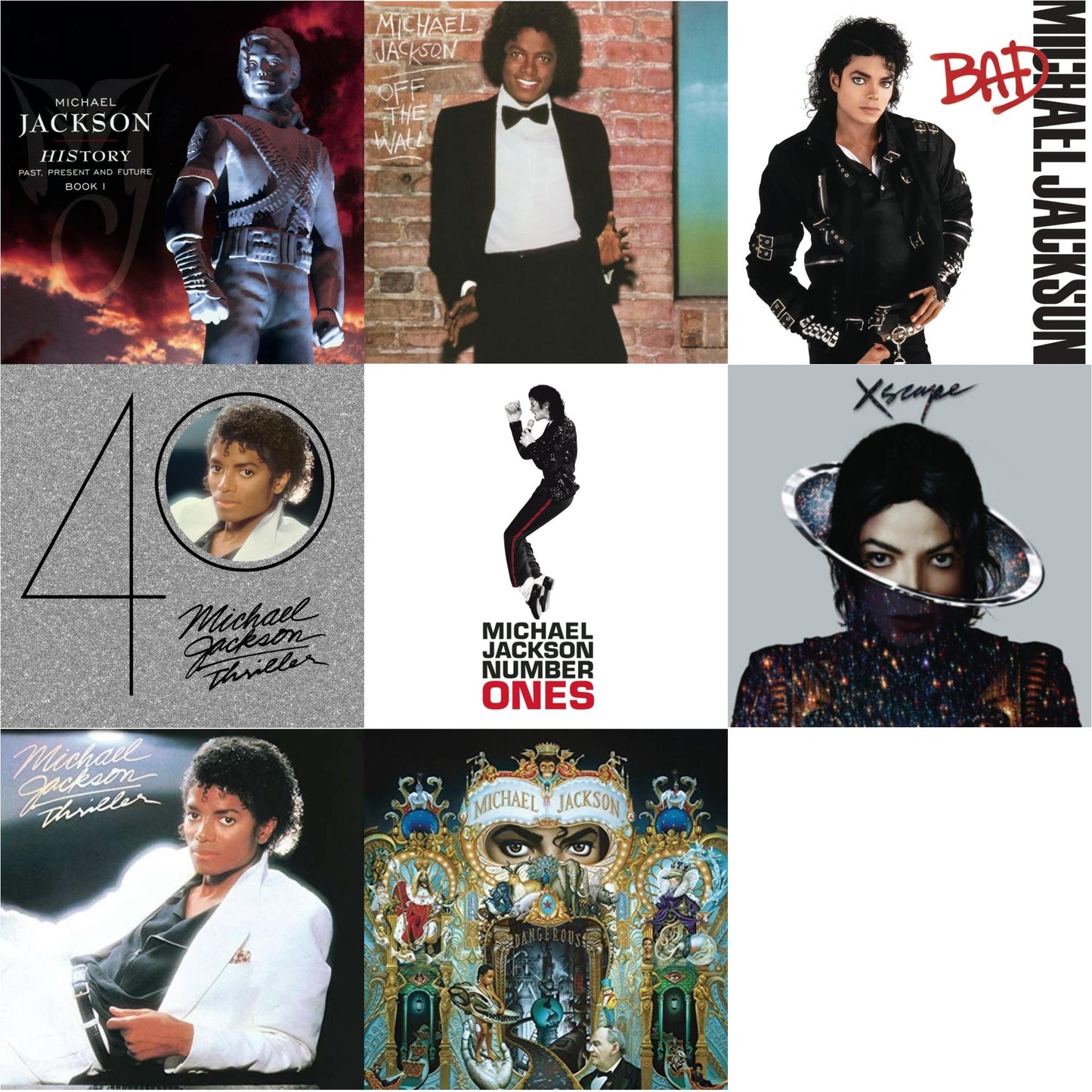 Michael Jackson - History: Past Present & Future Book 1 & Off The Wall & Bad & Thriller (40Th Anniversary/2CD) & Number Ones & Xscape & Thriller & Dangerous