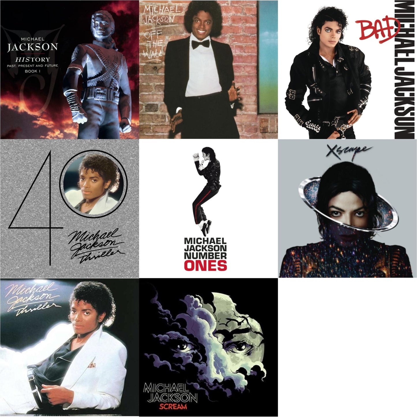 Michael Jackson - History: Past Present & Future Book 1 & Off The Wall & Bad & Thriller (40Th Anniversary/2CD) & Number Ones & Xscape & Thriller & Scream