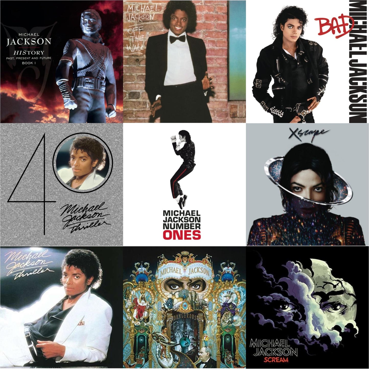 Michael Jackson - History: Past Present & Future Book 1 & Off The Wall & Bad & Thriller (40Th Anniversary/2CD) & Number Ones & Xscape & Thriller & Dangerous & Scream