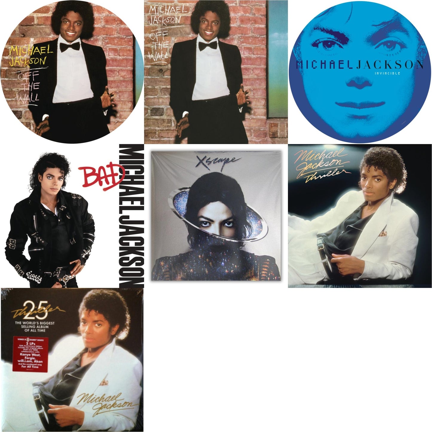 Michael Jackson - Off The Wall (Picture Disc) & Invincible (2LP/Picture Disc) & Thriller (25Th Anniversary Edition/2LP/180G/Gatefold) & Xscape & Thriller (140G/Gatefold) & Bad (140G/Gatefold) & Off The Wall (140G/Gatefold)
