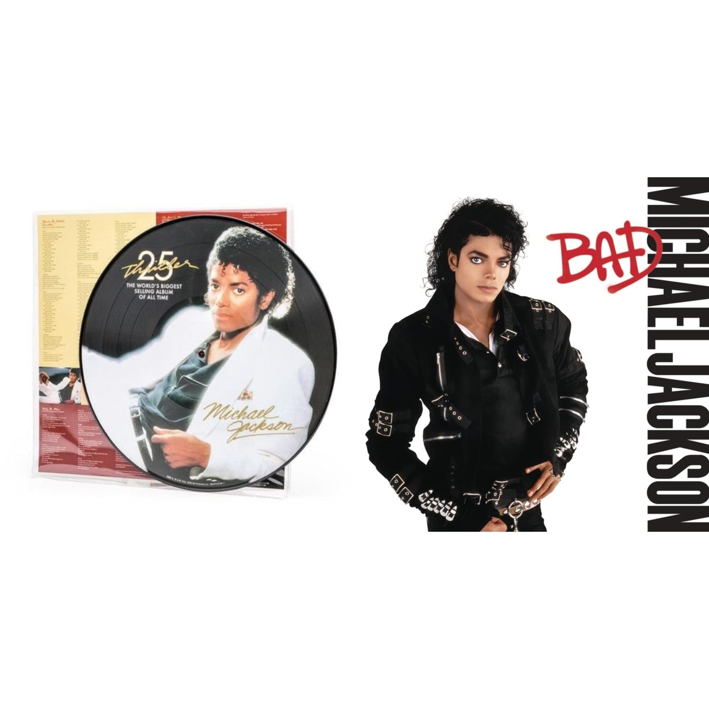Michael Jackson - Thriller (Picture Disc) & Bad (140G/Gatefold) - LP Vinyl Bundle