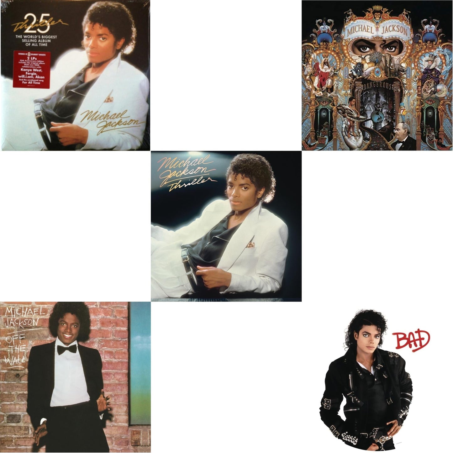 Michael Jackson - Thriller (25Th Anniversary Edition/2LP/180G/Gatefold) & Off The Wall (140G/Gatefold) & Thriller (140G/Gatefold) & Dangerous (180G/2LP) & Bad (Picture Disc)