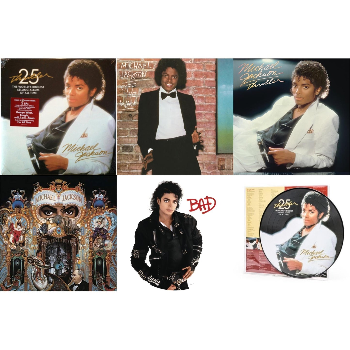 Michael Jackson - Thriller (25Th Anniversary Edition/2LP/180G/Gatefold) & Off The Wall (140G/Gatefold) & Thriller (140G/Gatefold) & Dangerous (180G/2LP) & Bad (Picture Disc) & Thriller (Picture Disc)