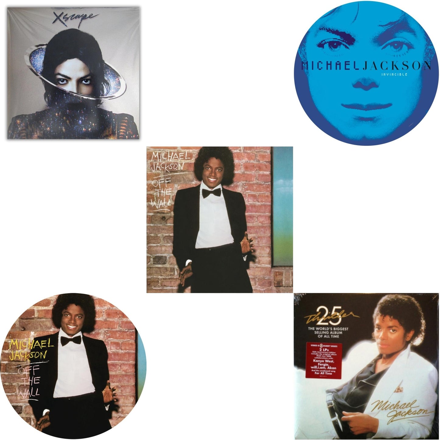 Michael Jackson - Off The Wall (Picture Disc) & Invincible (2LP/Picture Disc) & Thriller (25Th Anniversary Edition/2LP/180G/Gatefold) & Xscape & Off The Wall (140G/Gatefold)