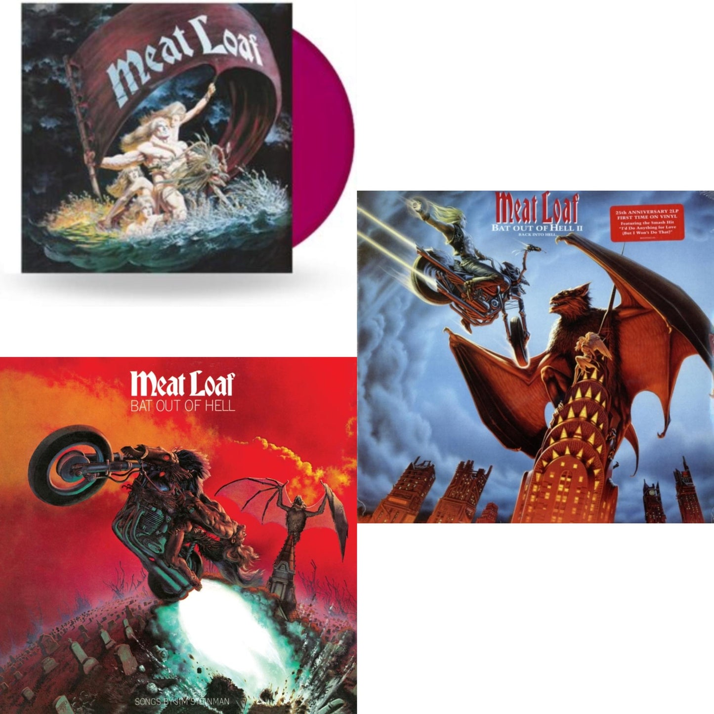 Meat Loaf - Bat Out Of Hell (150G) & Dead Ringer (Dark Red Colored LP Vinyl/Import) & Bat Out Of Hell Ii: Back Into Hell (2 LP)