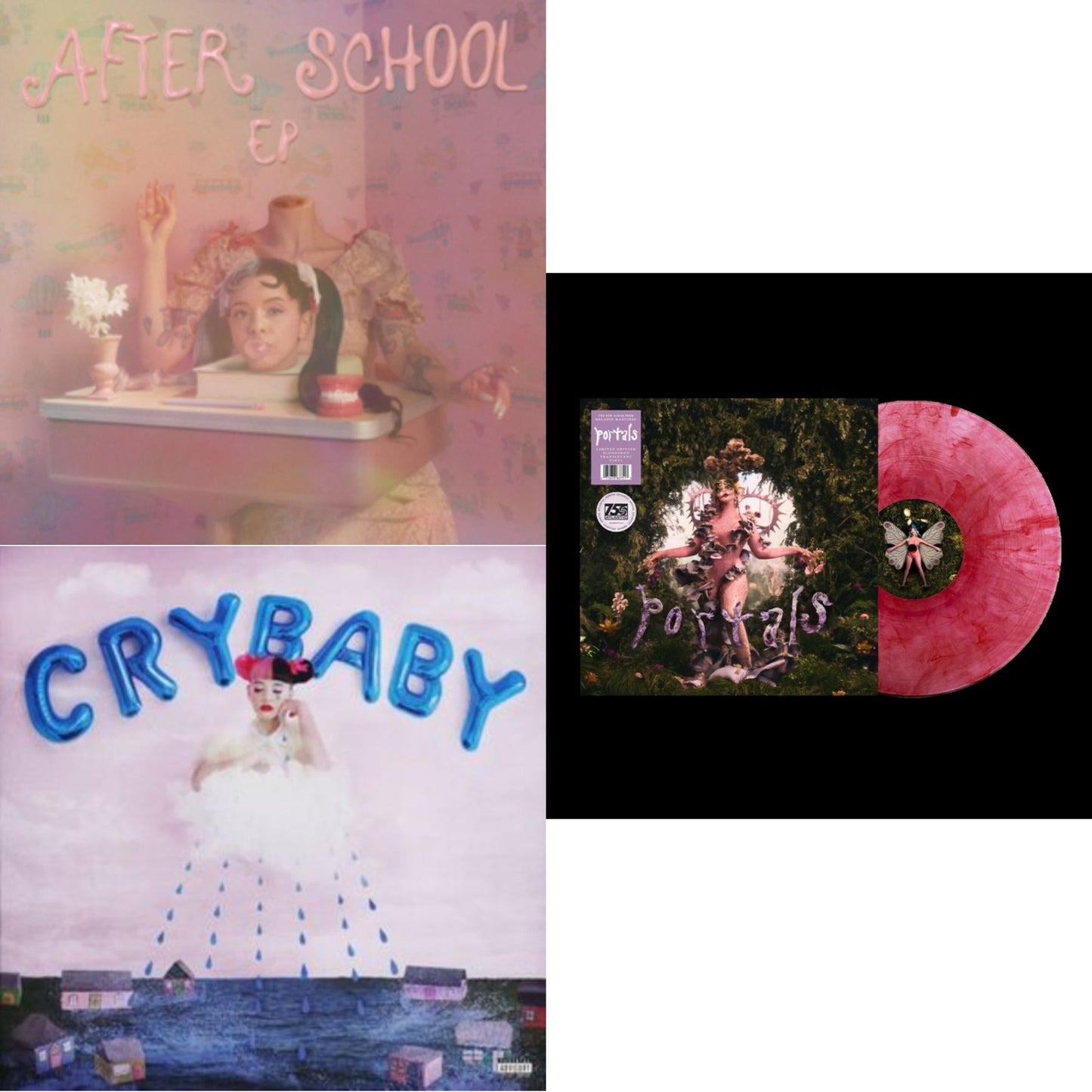 Melanie Martinez - Portals (Bloodshot Translucent LP Vinyl) & Cry Baby (X) (Deluxe Edition/2LP) & After School Ep (X) (Baby Blue LP Vinyl)