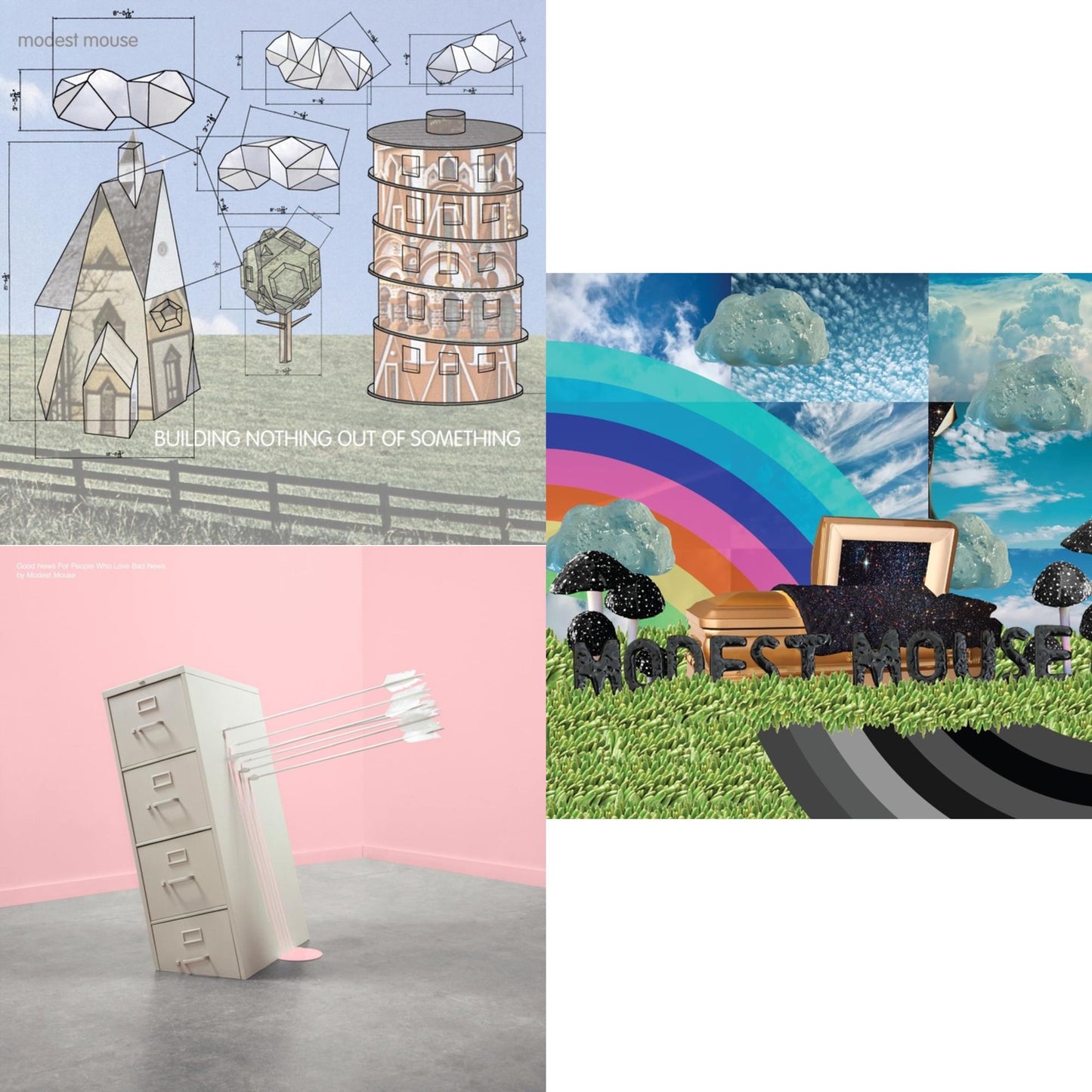 Modest Mouse - Golden Casket (X) (2LP) & Good News For People Who Love Bad News (Deluxe) (2LP/Baby Pink & Spring Green Vinyl) & Building Nothing Out Of Something
