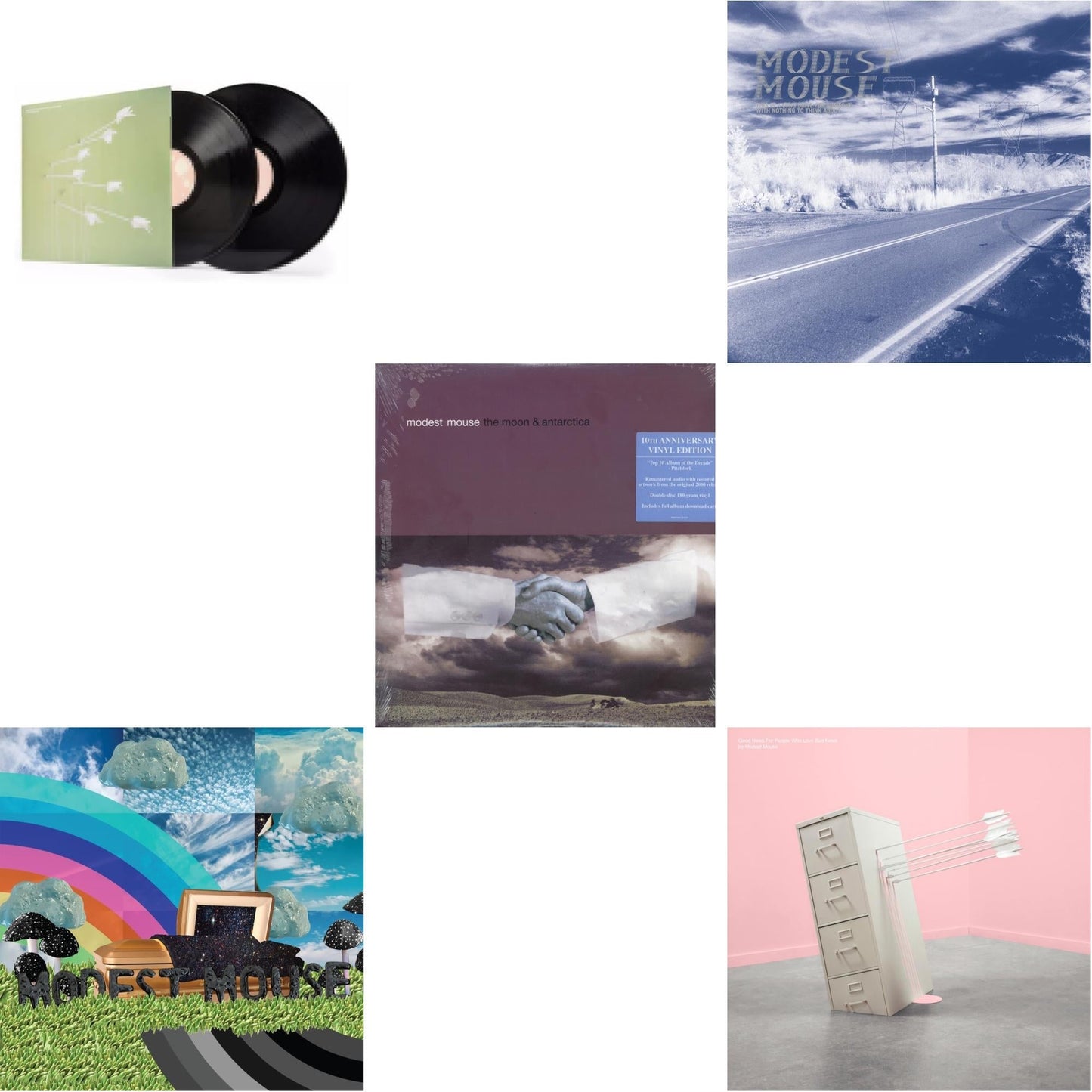 Modest Mouse - Golden Casket (X) (2LP) & Good News For People Who Love Bad News (Deluxe) (2LP/Baby Pink & Spring Green Vinyl) & Good News For People Who Love Bad News (Pa/2LP/180G/Gatefold) & This Is A Long Drive For Someone With Nothing To Think