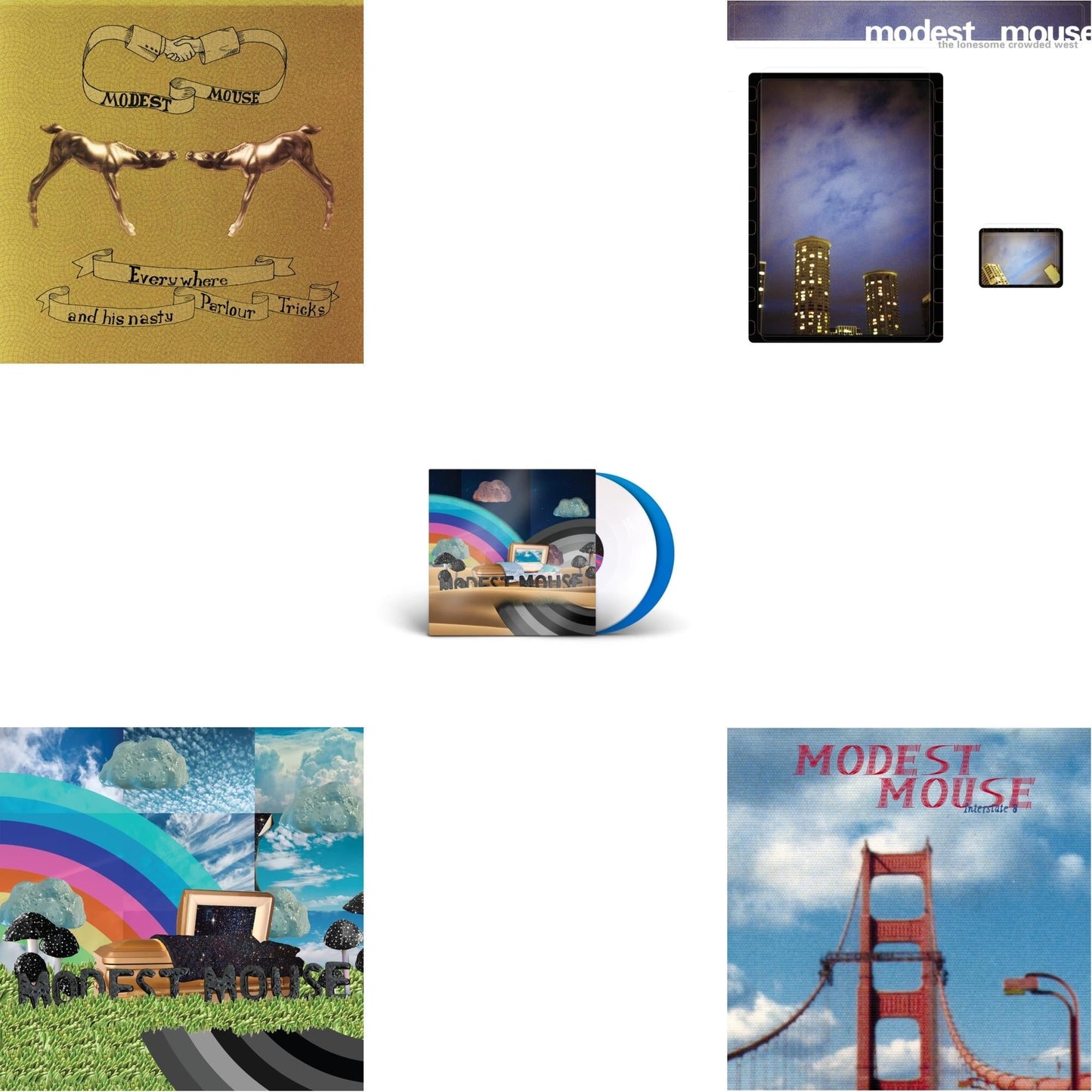 Modest Mouse - Everywhere & His Nasty Parlor Tricks (180G) & Golden Casket (X) (2LP) & Golden Casket (X) (Deluxe/Limited Edition/White & Sky Blue Vinyl/2LP) (I) & Lonesome Crowded West (2LP) & Interstate 8