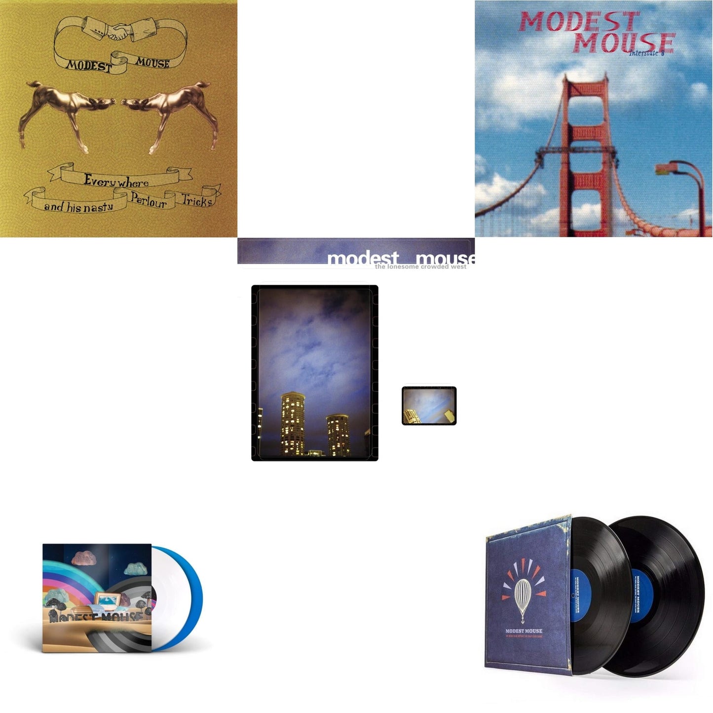Modest Mouse - Everywhere & His Nasty Parlor Tricks (180G) & Golden Casket (X) (Deluxe/Limited Edition/White & Sky Blue Vinyl/2LP) (I) & Lonesome Crowded West (2LP) & Interstate 8 & We Were Dead Before The Ship Even Sank