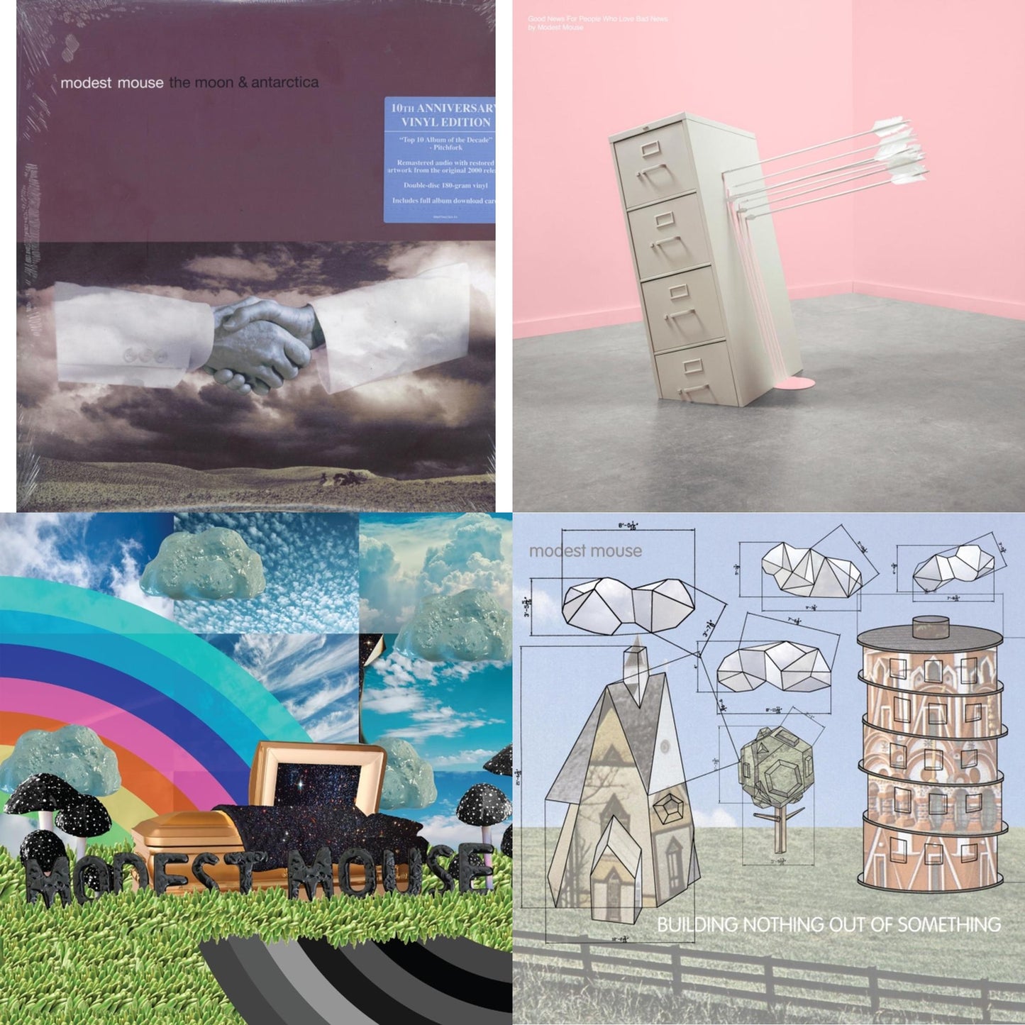 Modest Mouse - Golden Casket (X) (2LP) & Good News For People Who Love Bad News (Deluxe) (2LP/Baby Pink & Spring Green Vinyl) & Building Nothing Out Of Something & Moon & Antarctica (2LP/Dl Card/180G/10Th Anniversary Edition)