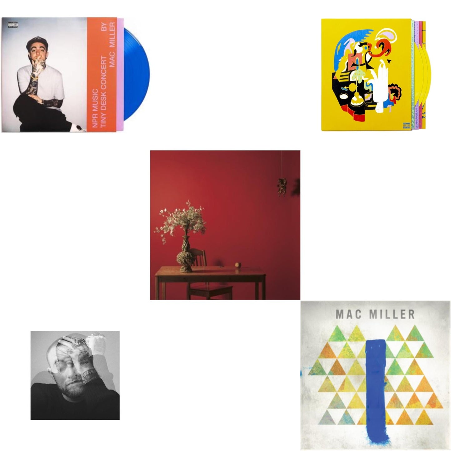 Mac Miller - Npr Music Tiny Desk Concert (Translucent Blue LP Vinyl/B-Side Etching/Insert) & Faces (3LP/Yellow Vinyl) & Circles (2LP/Clear Vinyl) & Watching Movies With The Sound Off (10 Year Anniversary/Galaxy Vinyl/2LP/180G/10Inch Picture Disc) &