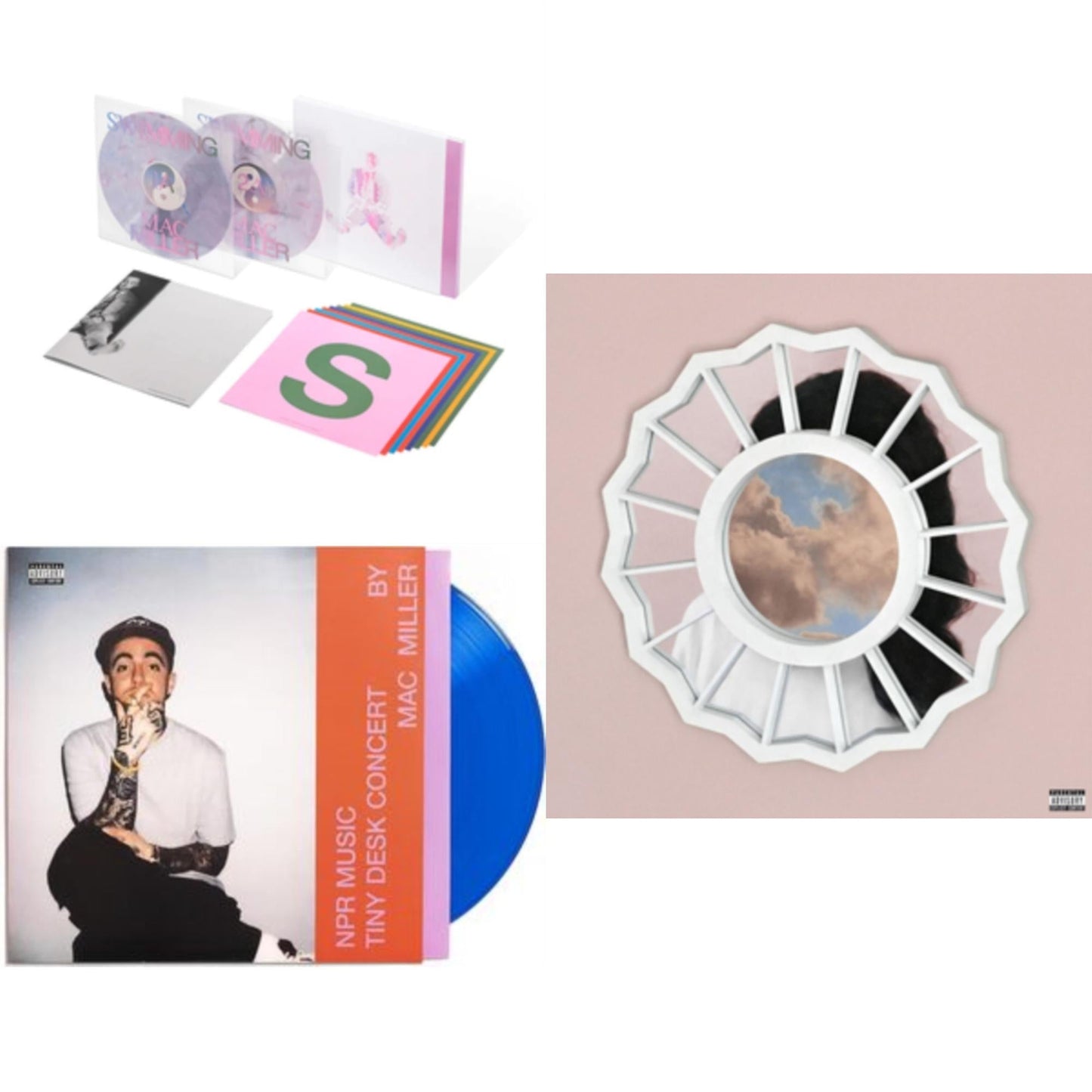 Mac Miller - Npr Music Tiny Desk Concert (Translucent Blue LP Vinyl/B-Side Etching/Insert) & Swimming (5 Year) (2LP/Milky Clear/Hot Pink/Sky Blue Marble Vinyl) & Divine Feminine (X)