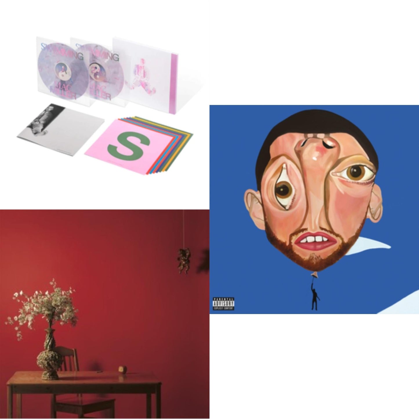 Mac Miller - Balloonerism (2LP) & Swimming (5 Year) (2LP/Milky Clear/Hot Pink/Sky Blue Marble Vinyl) & Watching Movies With The Sound Off (10 Year Anniversary/Galaxy Vinyl/2LP/180G/10Inch Picture Disc)