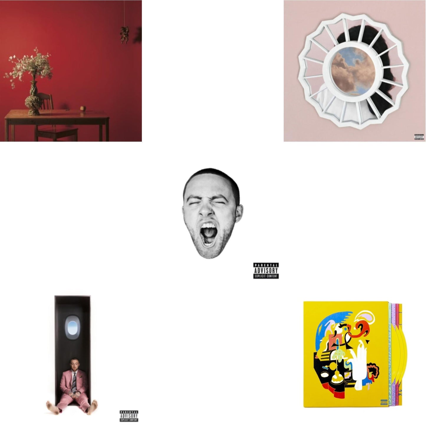 Mac Miller - Faces (3LP/Yellow Vinyl) & Swimming (X) & Divine Feminine (X) & Go:Od Am (X) & Watching Movies With The Sound Off (10 Year Anniversary/Galaxy Vinyl/2LP/180G/10Inch Picture Disc)
