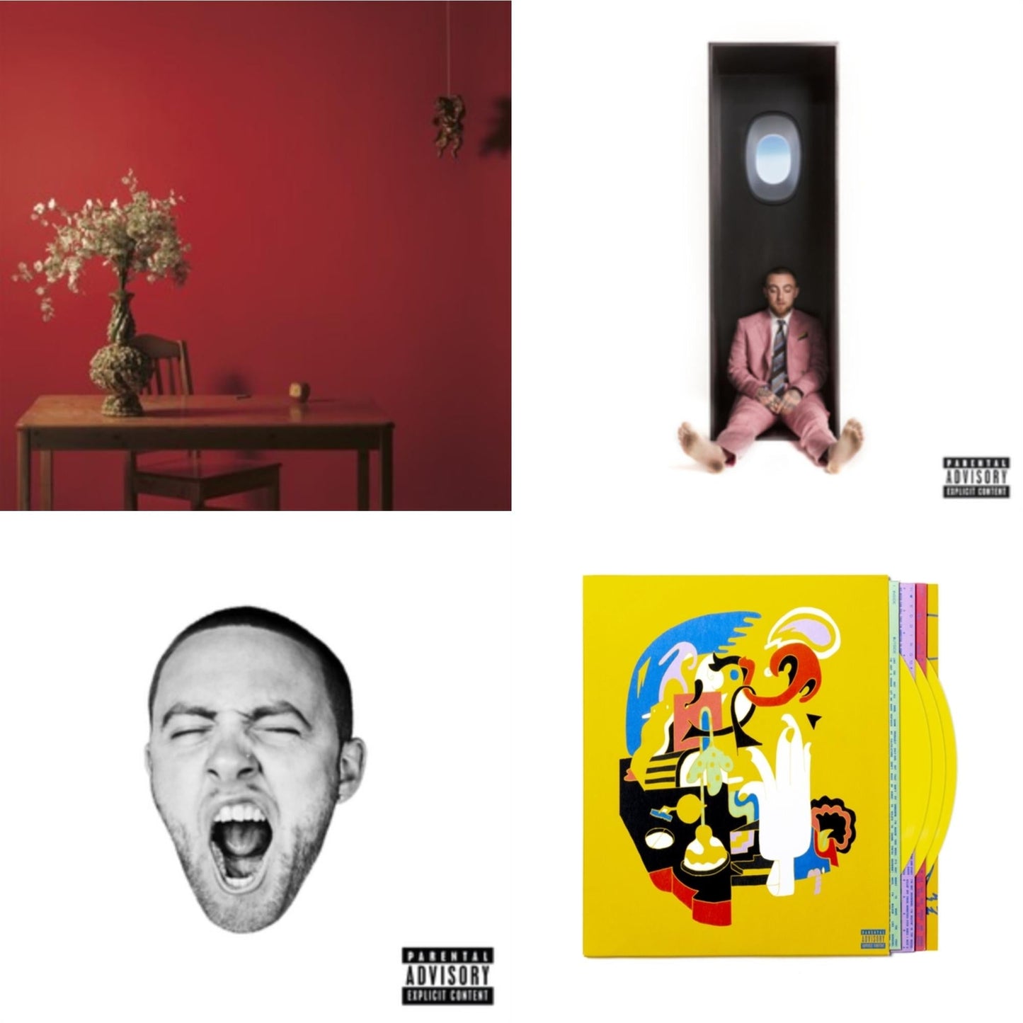 Mac Miller - Faces (3LP/Yellow Vinyl) & Swimming (X) & Go:Od Am (X) & Watching Movies With The Sound Off (10 Year Anniversary/Galaxy Vinyl/2LP/180G/10Inch Picture Disc)