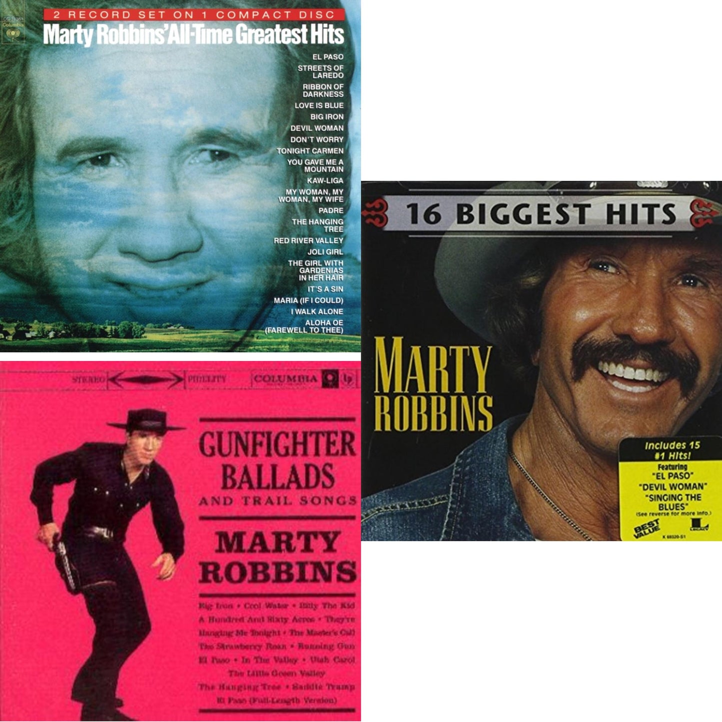 Marty Robbins - All Time Greatest Hits & Gunfighter Ballads & Trail Songs & 16 Biggest Hits - CD Bundle