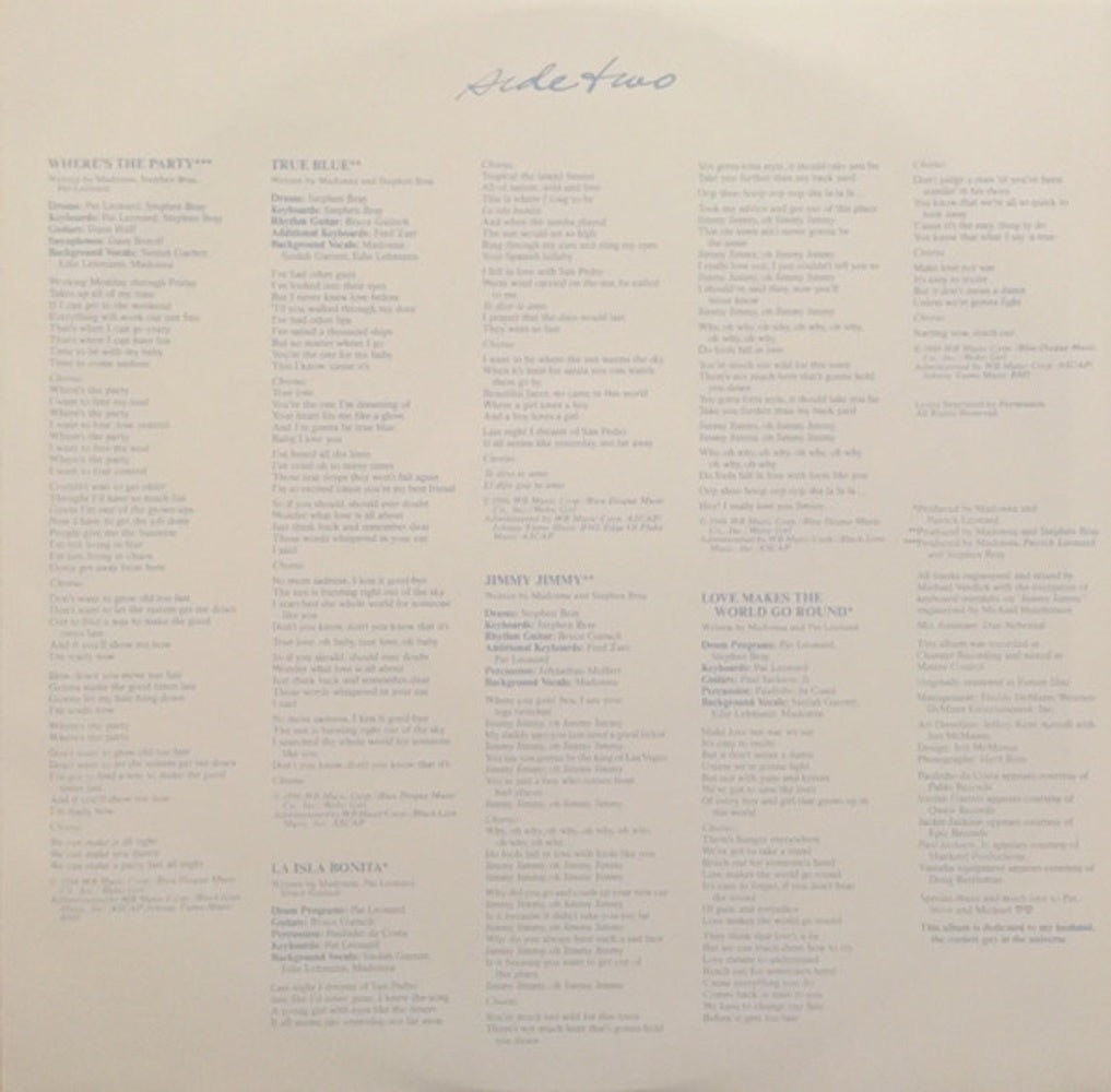 Madonna – True Blue (LP Vinyl) Vinyl Record