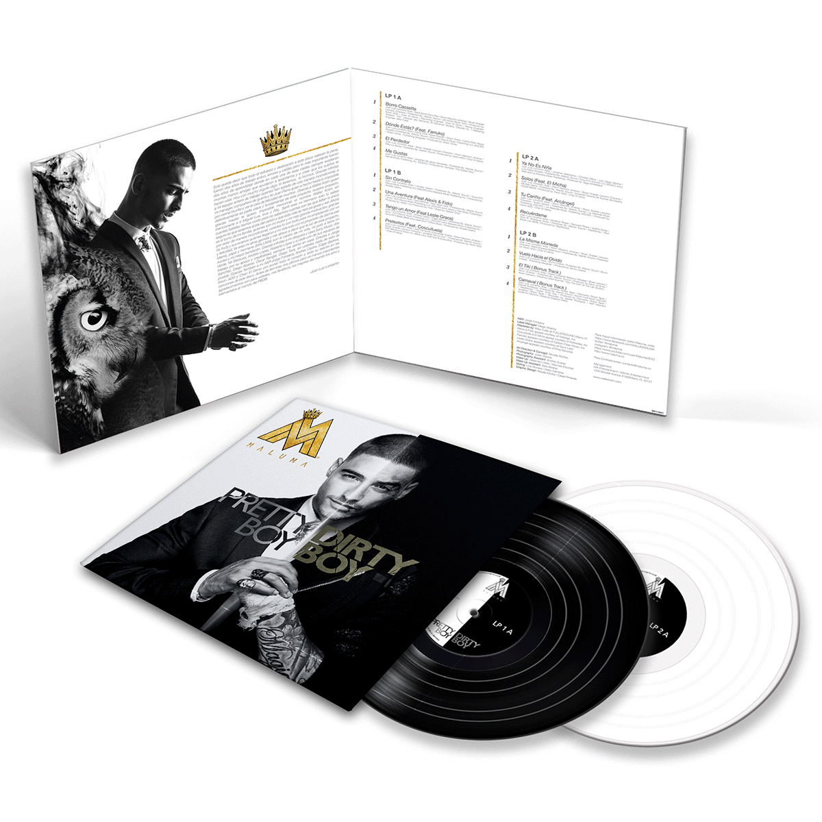 Maluma - Pretty Boy, Dirty Boy White & Black Vinyl Record 2 LP