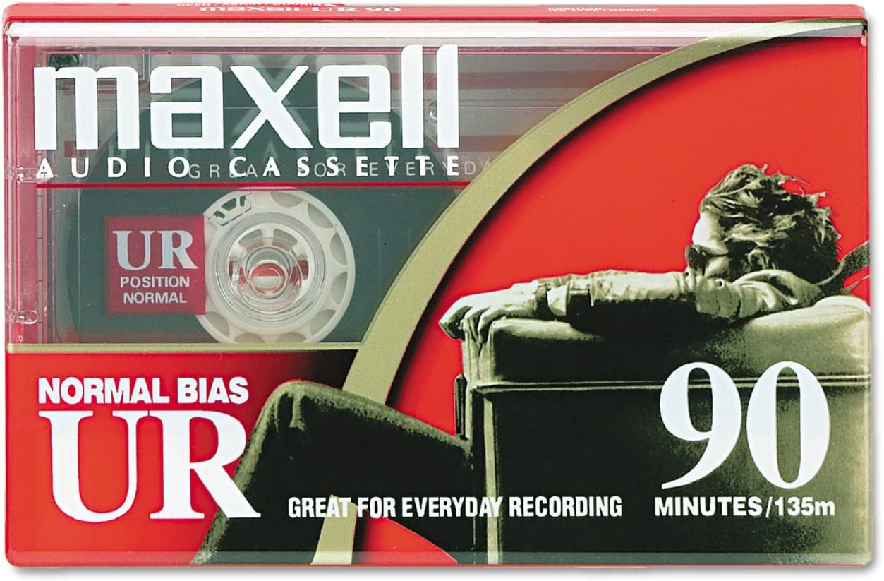 Maxell 108510 UR-90 Single Normal Bias Audio Cassette 90 Minute With Case Cassette Tape