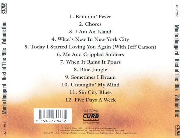 Merle Haggard – Best Of The 90's Volume One Music CD