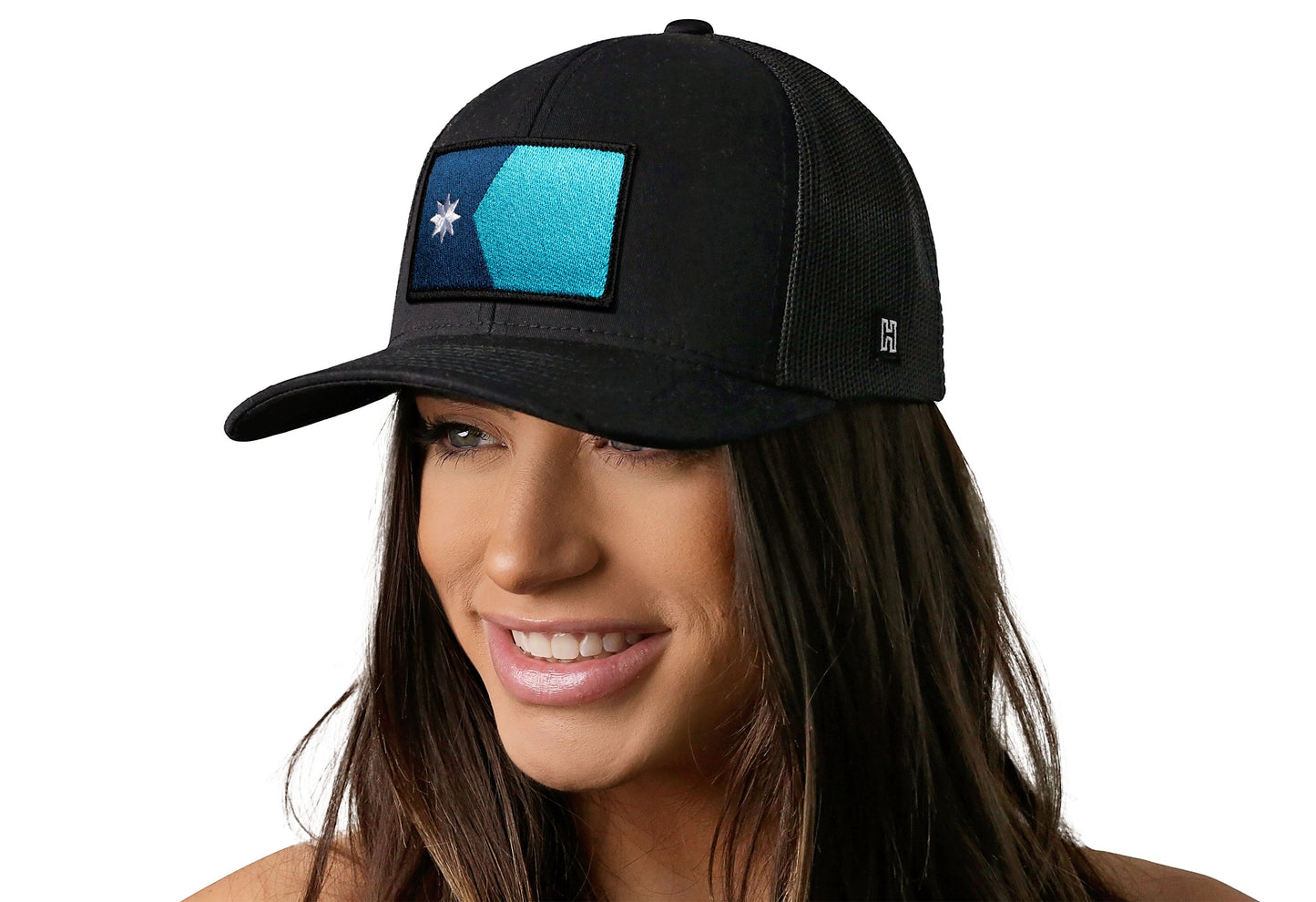 Minnesota Flag Trucker Hat | Black Minnesota Flag Snapback