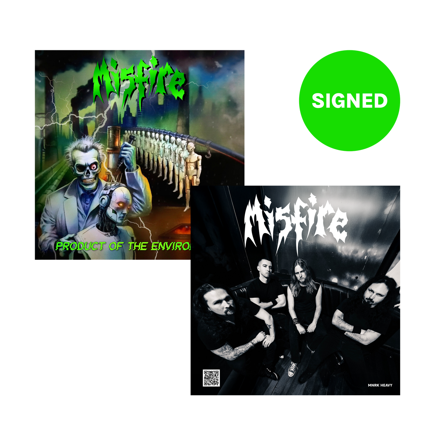 Misfire - Product Of The Environment Neon Green with Black Splatter Vinyl Record