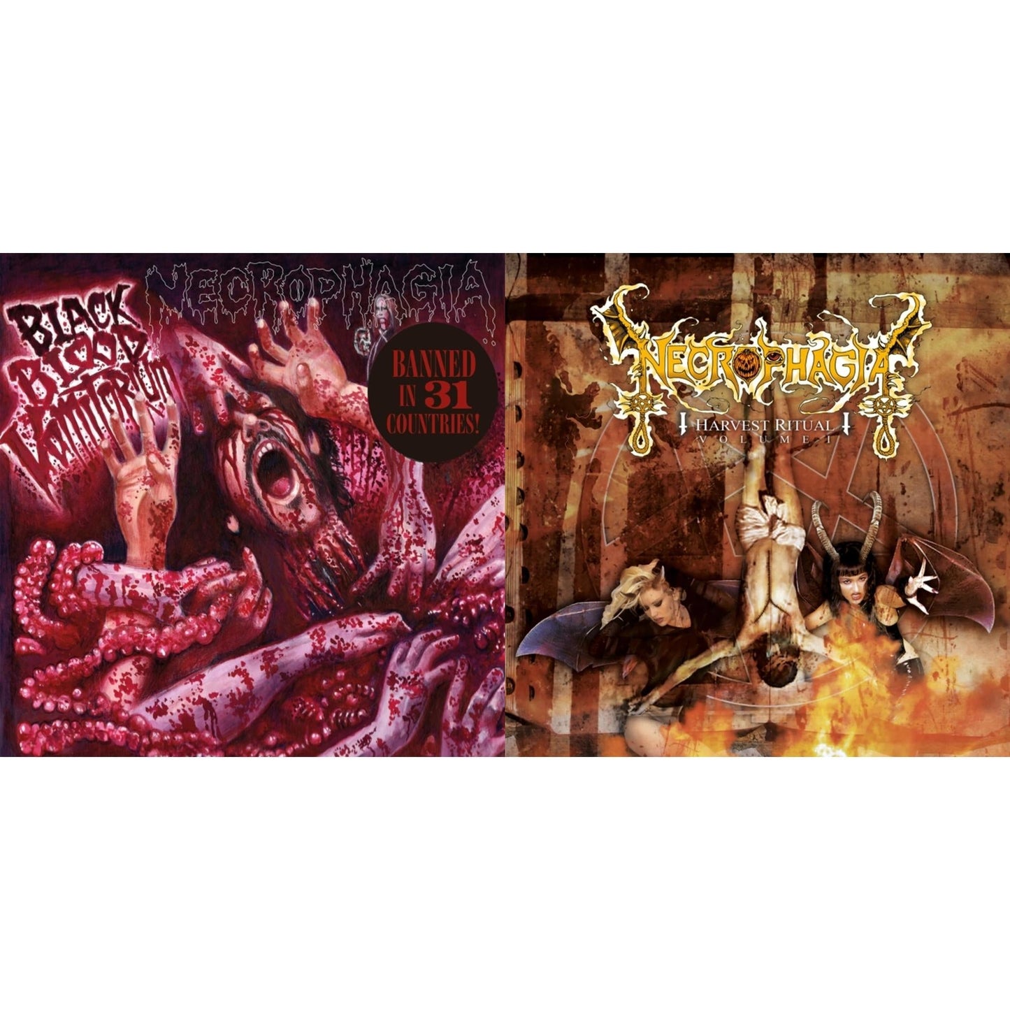 Necrophagia - Black Blood Vomitorium & Harvest Ritual Volume One - LP Vinyl Bundle