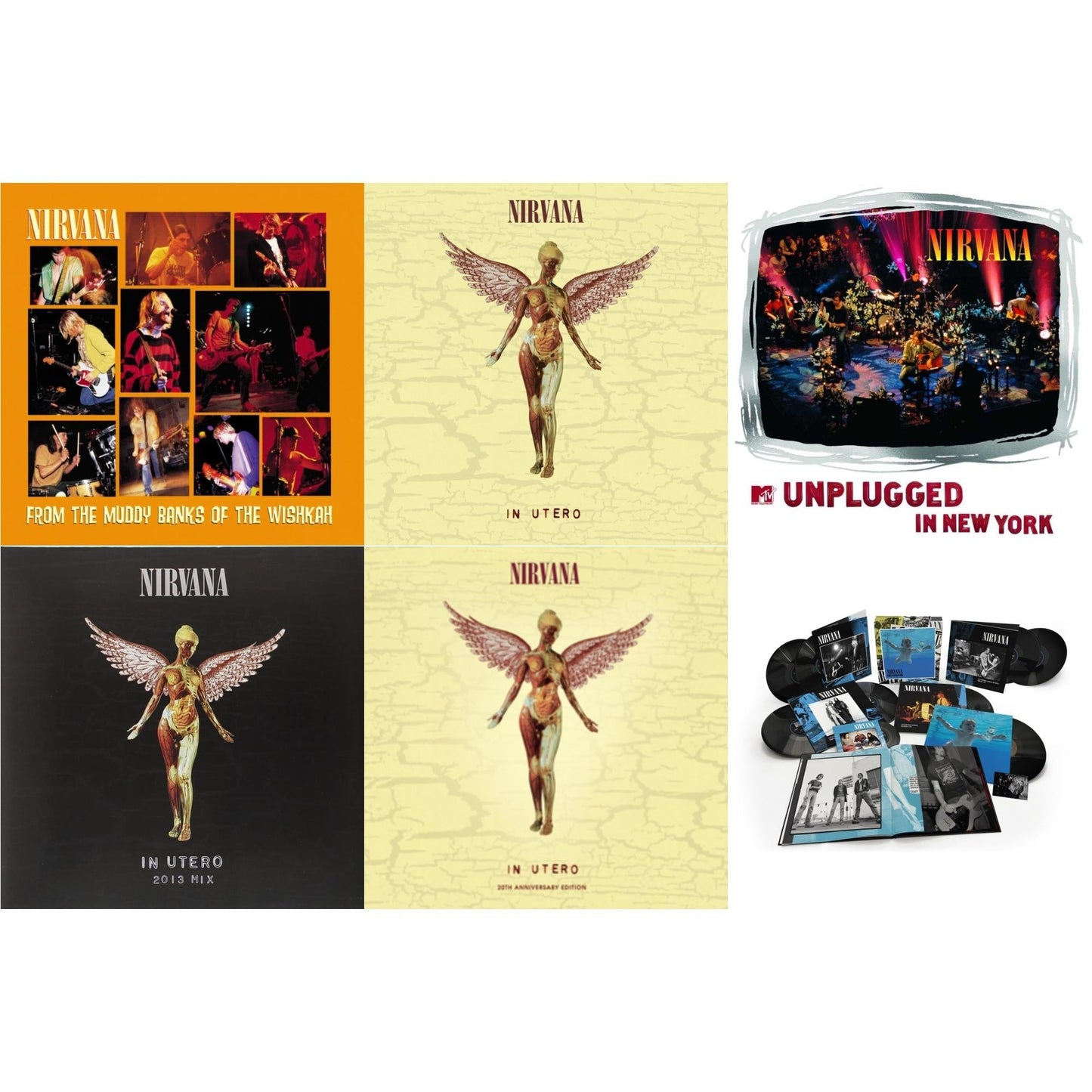 Nirvana - Nevermind (30Th Anniversary/Super Deluxe/8LP/7Inch) & In Utero (30Th Anniversary) (LP/10 Inch) & In Utero & In Utero: 2013 Mix (2LP) & Mtv Unplugged In New York (2 LP) & From The Muddy Banks Of The Wishkah