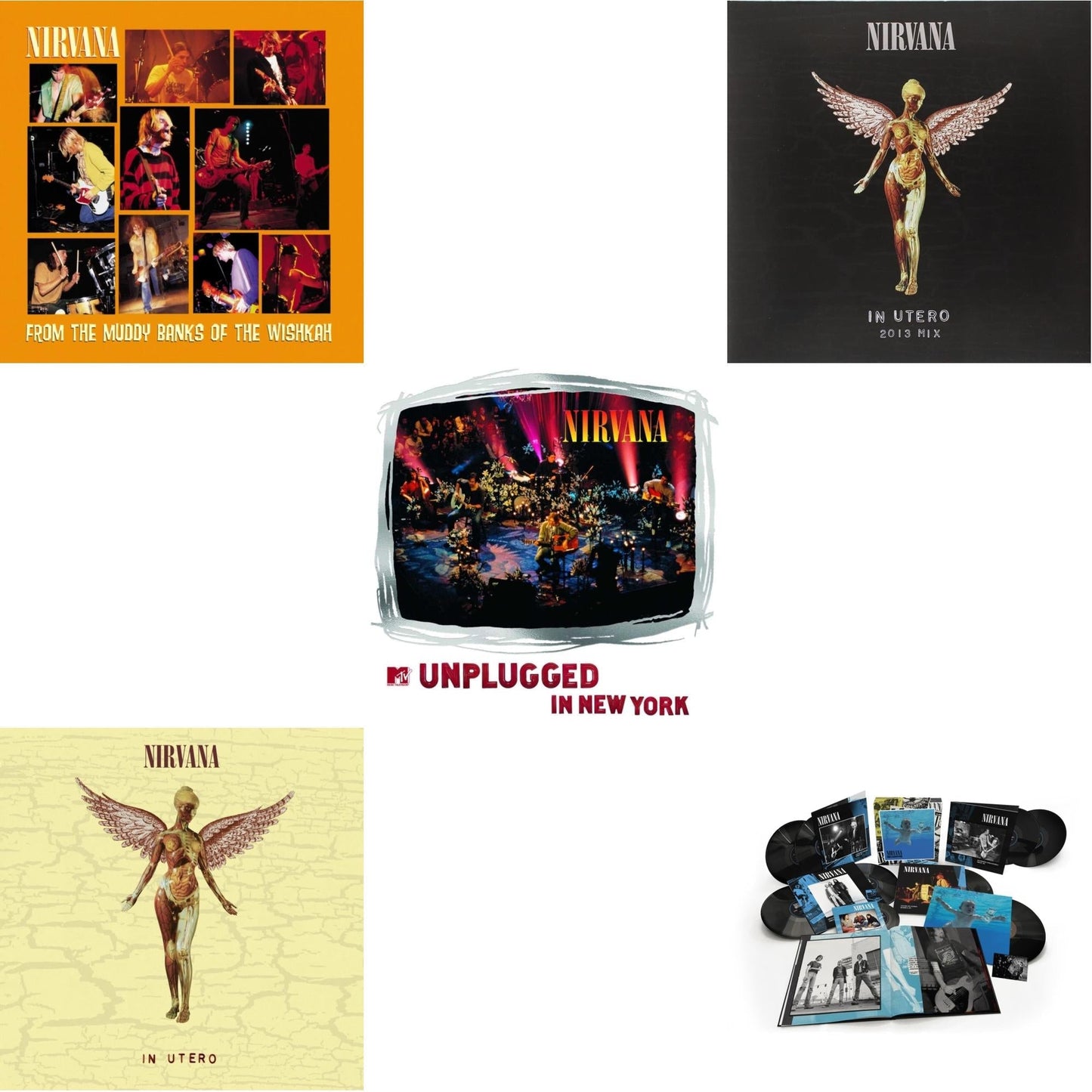 Nirvana - Nevermind (30Th Anniversary/Super Deluxe/8LP/7Inch) & In Utero (30Th Anniversary) (LP/10 Inch) & In Utero: 2013 Mix (2LP) & Mtv Unplugged In New York (2 LP) & From The Muddy Banks Of The Wishkah