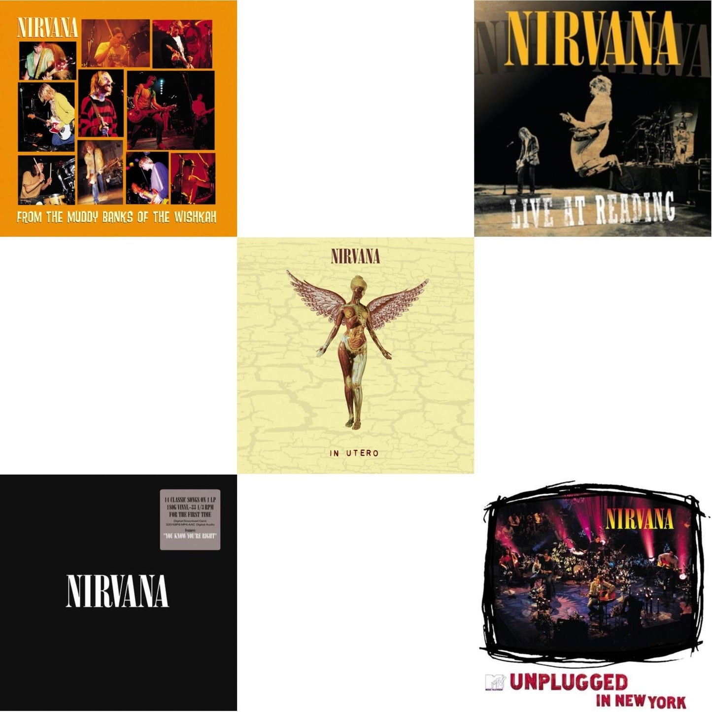 Nirvana - In Utero (30Th Anniversary) (LP/10 Inch) & Live At Reading & Nirvana (150G/Dl Code) & Unplugged In N.Y. & From The Muddy Banks Of The Wishkah
