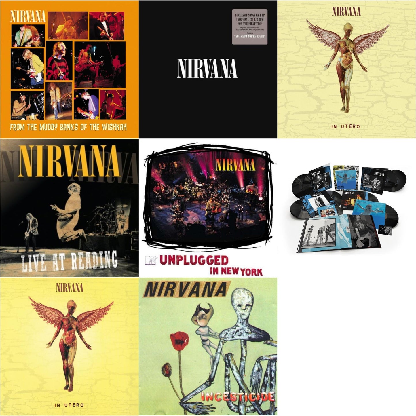 Nirvana - Nevermind (30Th Anniversary/Super Deluxe/8LP/7Inch) & In Utero (30Th Anniversary) (LP/10 Inch) & Live At Reading & Incesticide (20Th Anniversary 45RPM Edition) & Nirvana (150G/Dl Code) & In Utero (180G/33-1/3 RPM) & Unplugged In N.Y. & From
