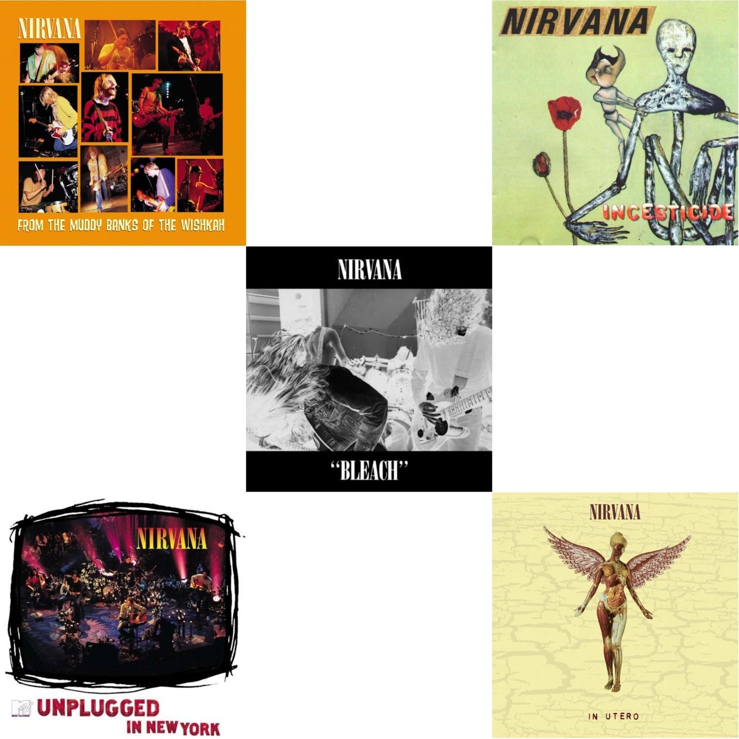 Nirvana - Bleach & In Utero (30Th Anniversary) (LP/10 Inch) & Incesticide (20Th Anniversary 45RPM Edition) & Unplugged In N.Y. & From The Muddy Banks Of The Wishkah