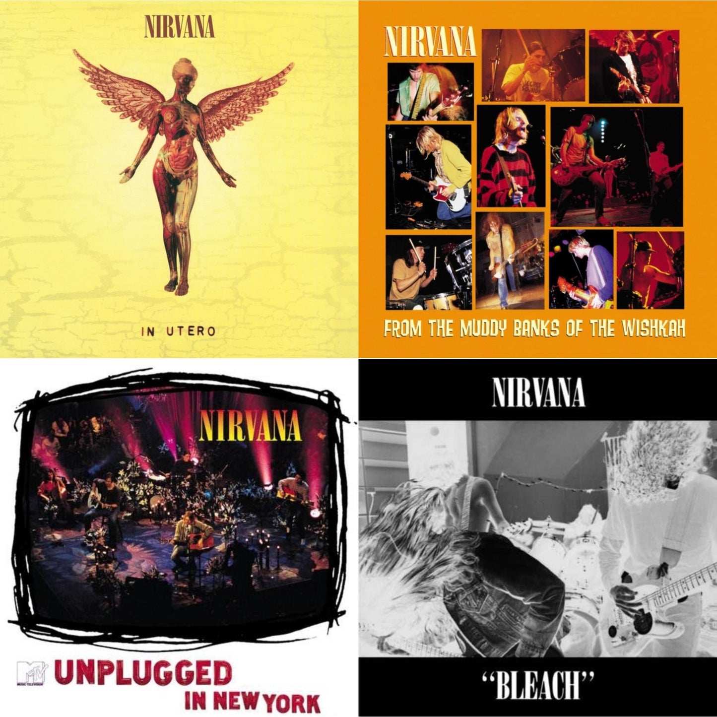 Nirvana - Bleach & In Utero (180G/33-1/3 RPM) & Unplugged In N.Y. & From The Muddy Banks Of The Wishkah - LP Vinyl Bundle