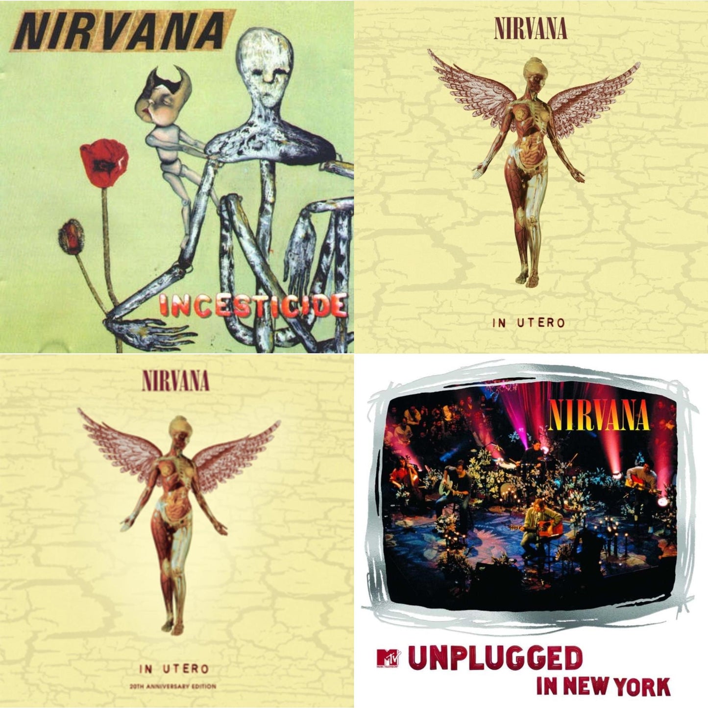 Nirvana - In Utero (30Th Anniversary) (LP/10 Inch) & Incesticide (20Th Anniversary 45RPM Edition) & In Utero & Mtv Unplugged In New York (2 LP)
