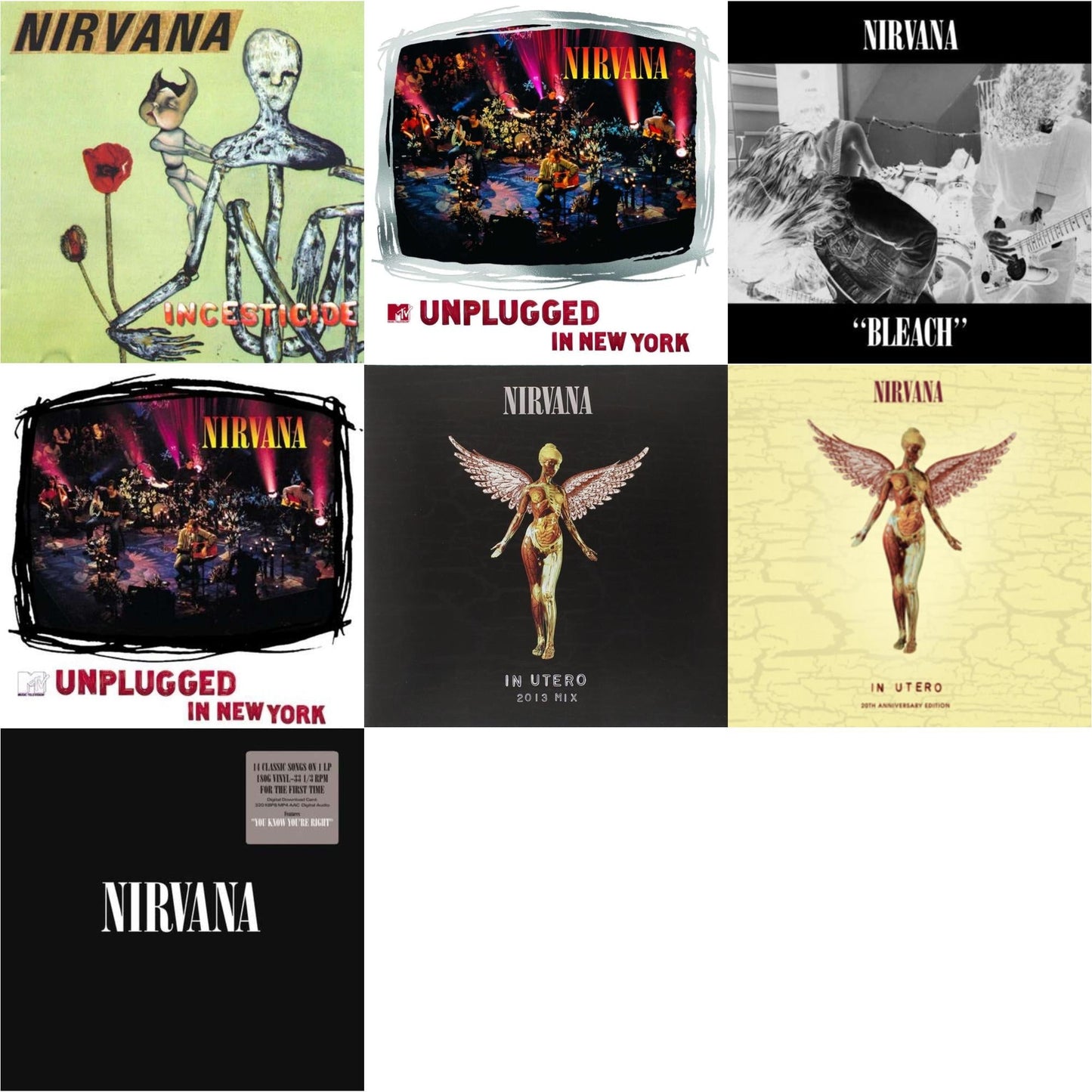 Nirvana - Bleach & Incesticide (20Th Anniversary 45RPM Edition) & In Utero & In Utero: 2013 Mix (2LP) & Nirvana (150G/Dl Code) & Mtv Unplugged In New York (2 LP) & Unplugged In N.Y.