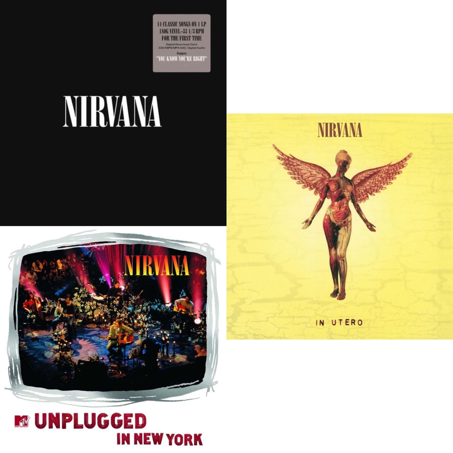 Nirvana - Nirvana (150G/Dl Code) & Mtv Unplugged In New York (2 LP) & In Utero (180G/33-1/3 RPM)