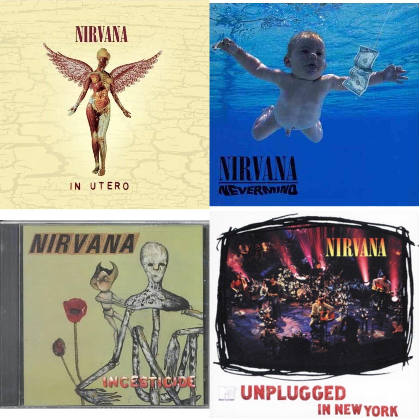 Nirvana - Nevermind & In Utero & Incesticide & Unplugged In N.Y. - CD Bundle
