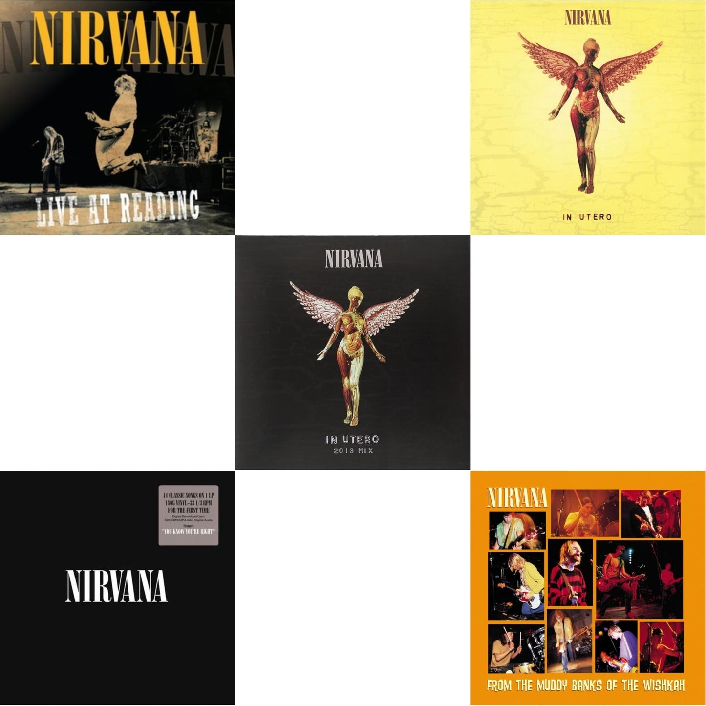 Nirvana - Live At Reading & In Utero: 2013 Mix (2LP) & Nirvana (150G/Dl Code) & In Utero (180G/33-1/3 RPM) & From The Muddy Banks Of The Wishkah