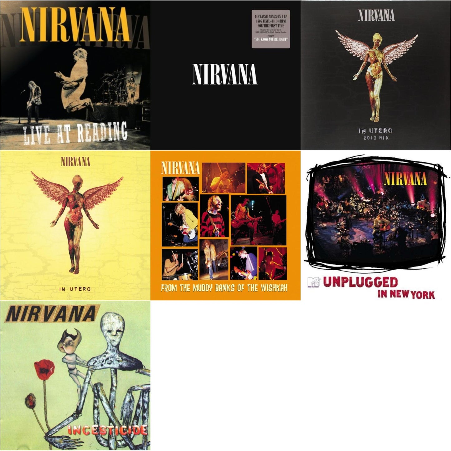 Nirvana - Live At Reading & Incesticide (20Th Anniversary 45RPM Edition) & In Utero: 2013 Mix (2LP) & Nirvana (150G/Dl Code) & In Utero (180G/33-1/3 RPM) & Unplugged In N.Y. & From The Muddy Banks Of The Wishkah