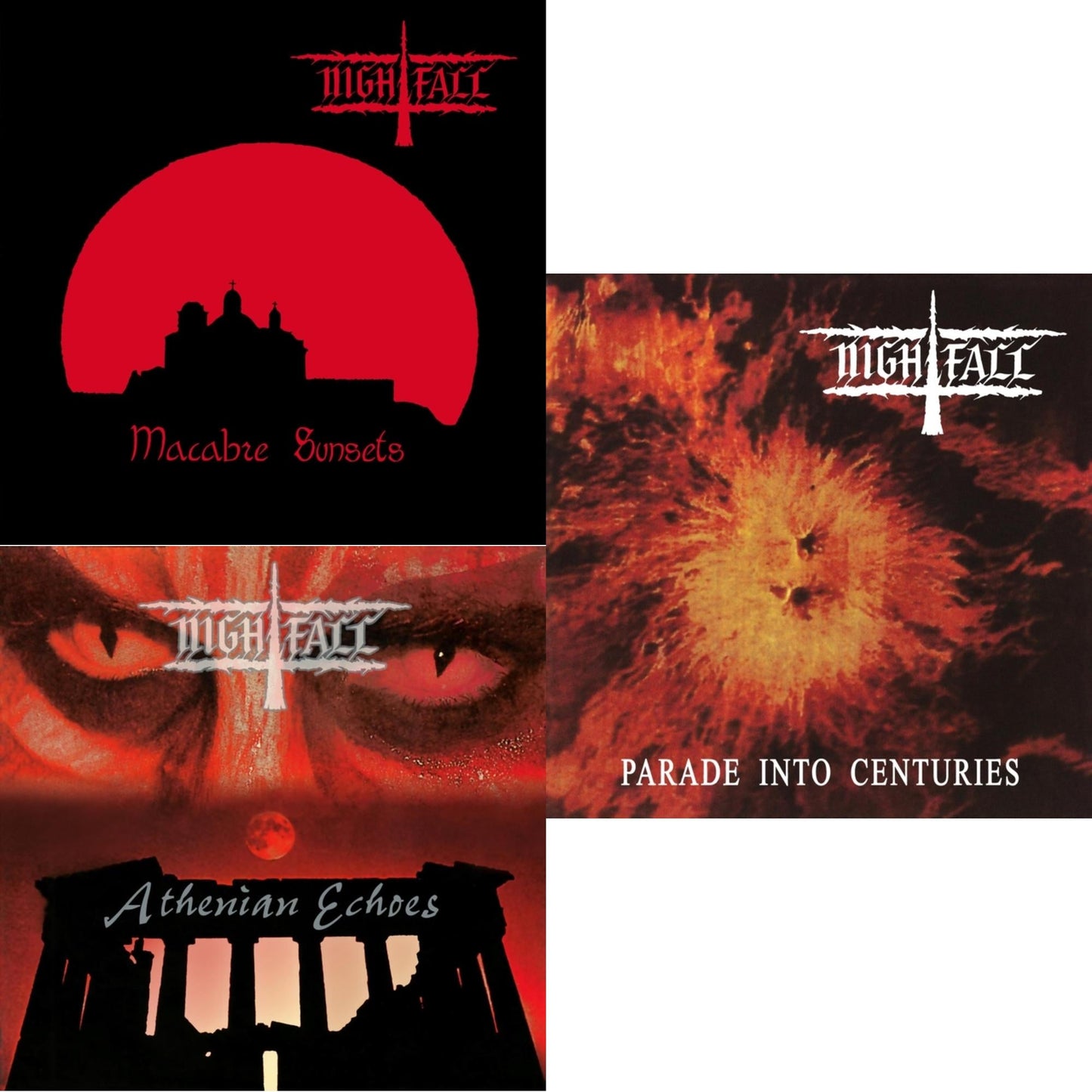 Nightfall - Parade Into Centuries & Macabre Sunsets & Athenian Echoes + Eons Aura - LP Vinyl Bundle