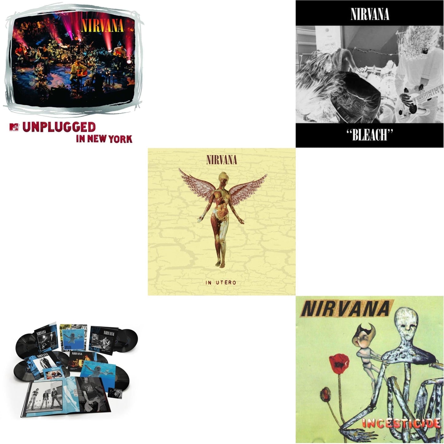 Nirvana - Bleach & Nevermind (30Th Anniversary/Super Deluxe/8LP/7Inch) & In Utero (30Th Anniversary) (LP/10 Inch) & Incesticide (20Th Anniversary 45RPM Edition) & Mtv Unplugged In New York (2 LP)