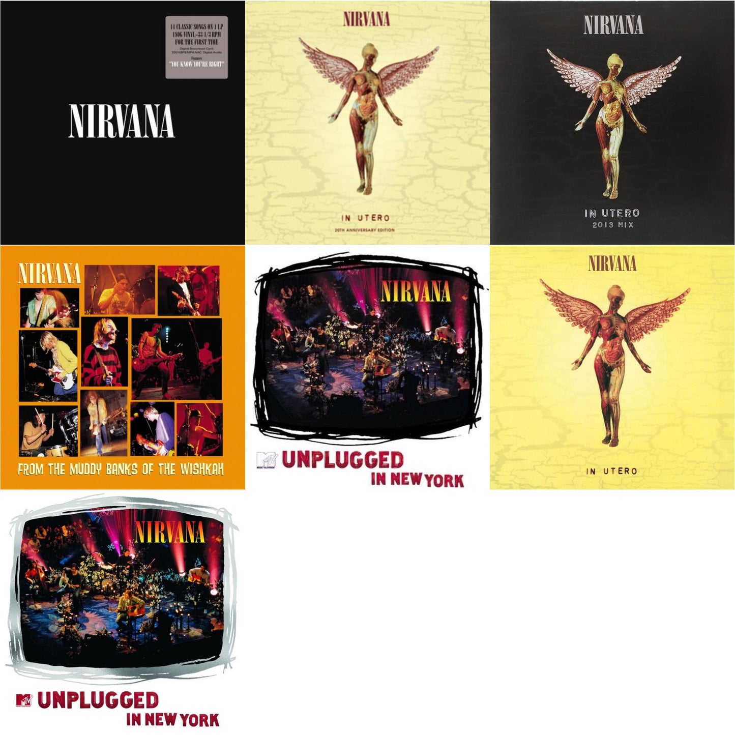 Nirvana - In Utero & In Utero: 2013 Mix (2LP) & Nirvana (150G/Dl Code) & Mtv Unplugged In New York (2 LP) & In Utero (180G/33-1/3 RPM) & Unplugged In N.Y. & From The Muddy Banks Of The Wishkah